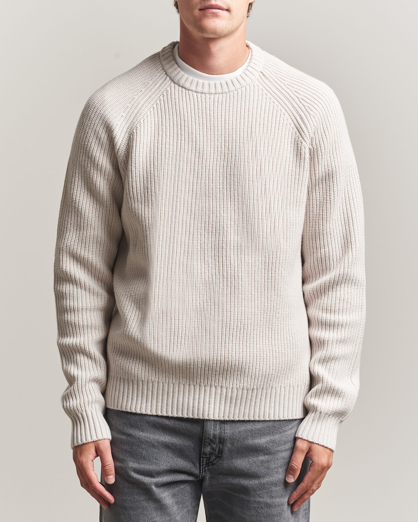 Homme | Pulls Et Tricots | J.Lindeberg | Hallow Wool Blend Knitted Sweater Moonbeam