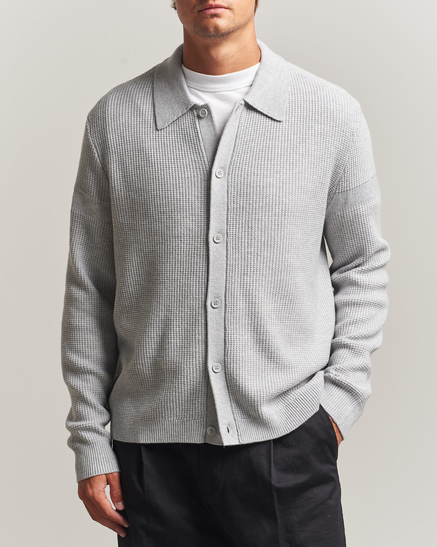 Homme | Pulls Et Tricots | J.Lindeberg | Willem Knitted Cardigan Light Grey Melange