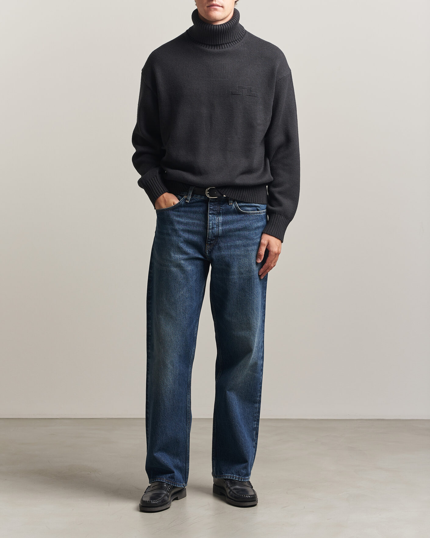 Homme | Pulls Et Tricots | J.Lindeberg | Eddy Wool/Cotton Knitted Turtleneck Black