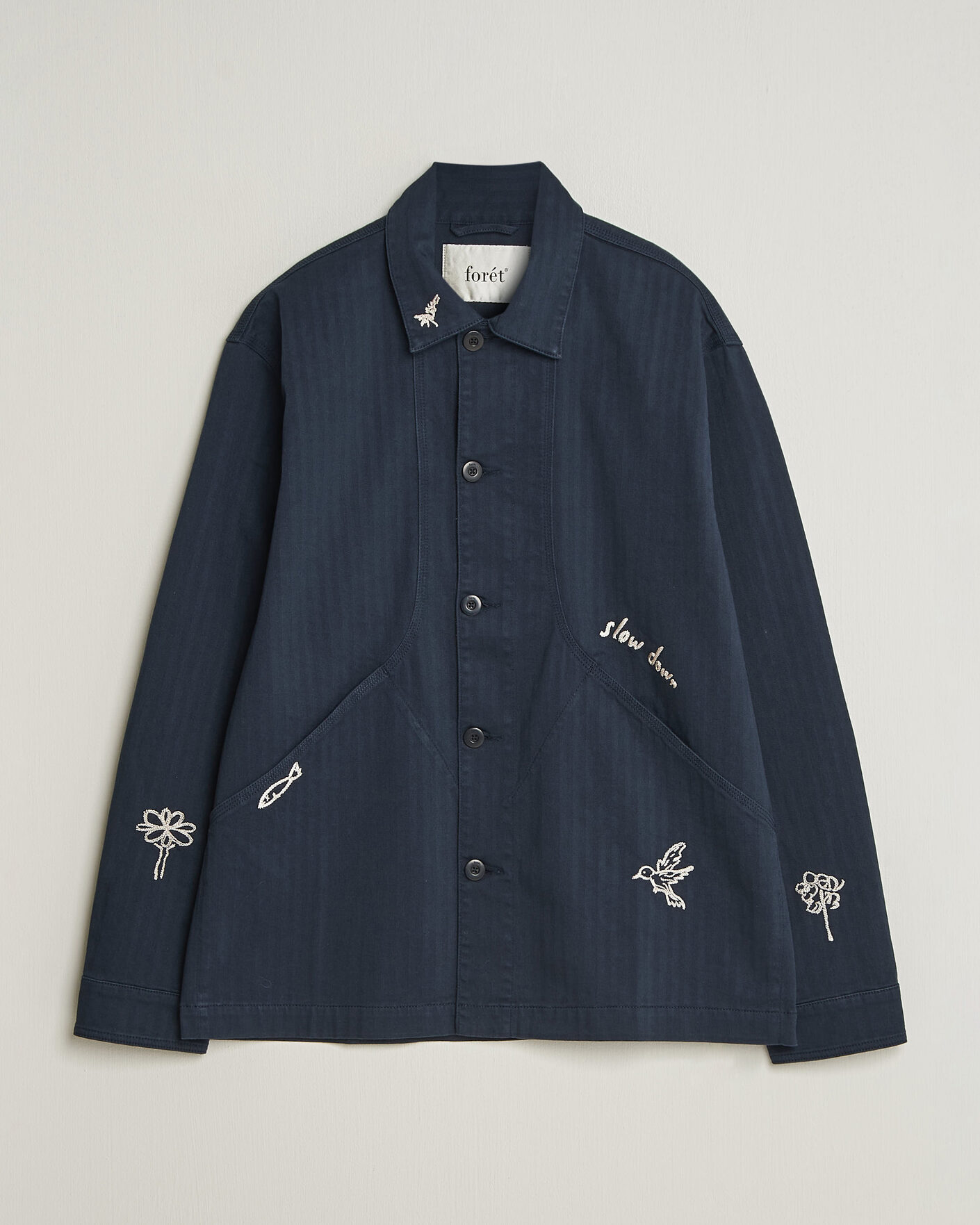 Homme | Chemises | Forét | Berry Herringbone Embroidery Overshirt Navy