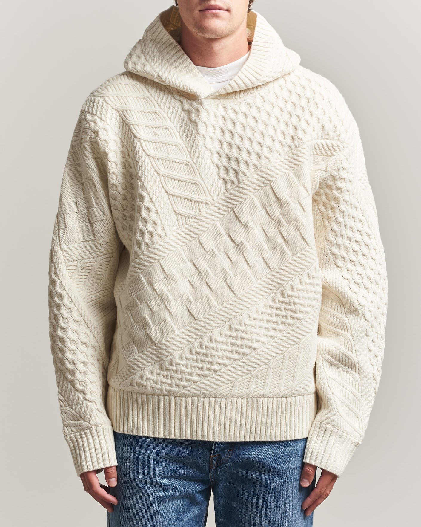 Homme | Pulls Et Tricots | J.Lindeberg | Savio Cable Knitted Hoodie Tofu