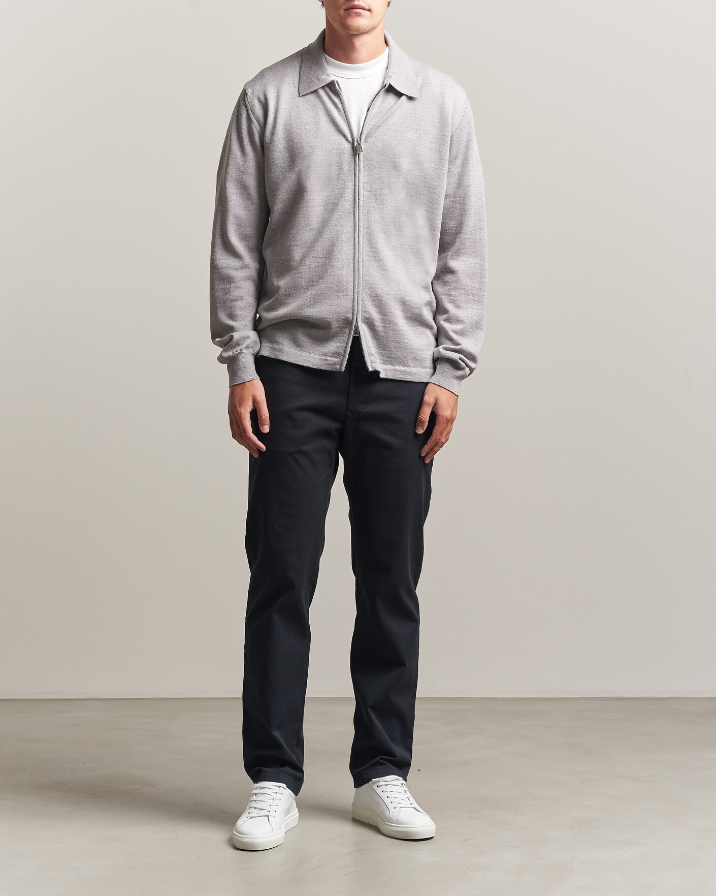 Homme | Pulls Et Tricots | J.Lindeberg | Kaleb Merino Full Zip Light Grey Melange