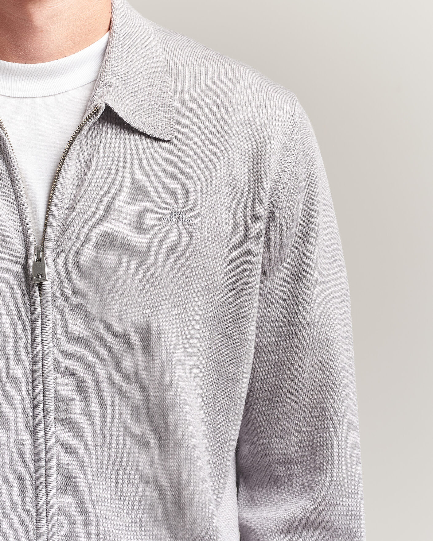 Homme | Pulls Et Tricots | J.Lindeberg | Kaleb Merino Full Zip Light Grey Melange
