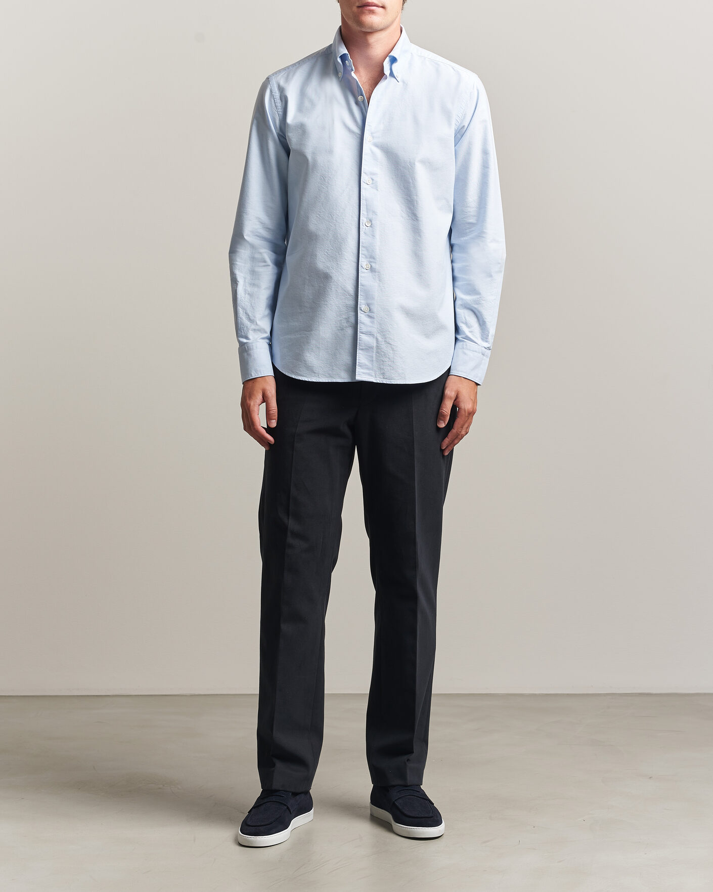 Homme | Chemises | Grigio | Oxford Button Down Shirt Light Blue