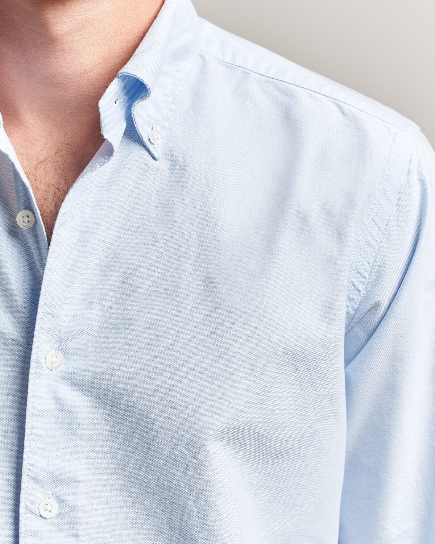 Homme | Chemises | Grigio | Oxford Button Down Shirt Light Blue