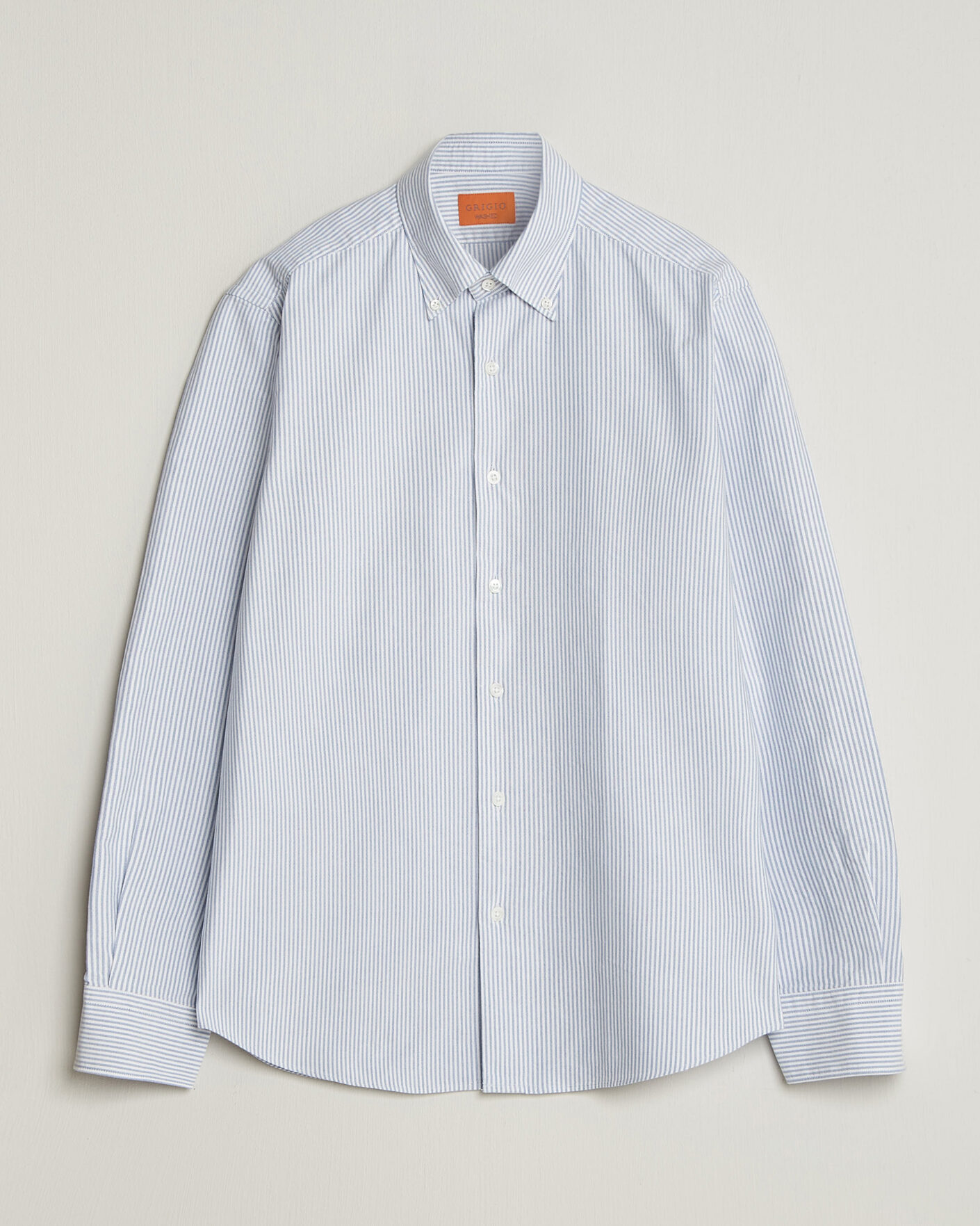 Homme | Chemises | Grigio | Oxford Button Down Shirt Light Blue Stripe