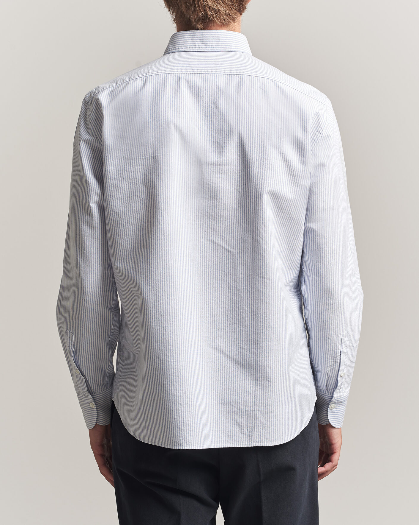 Homme | Chemises | Grigio | Oxford Button Down Shirt Light Blue Stripe