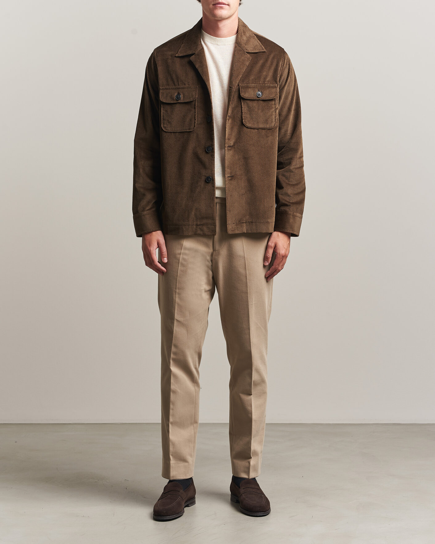 Homme | Chemises | Grigio | Corduroy Overshirt Dark Brown