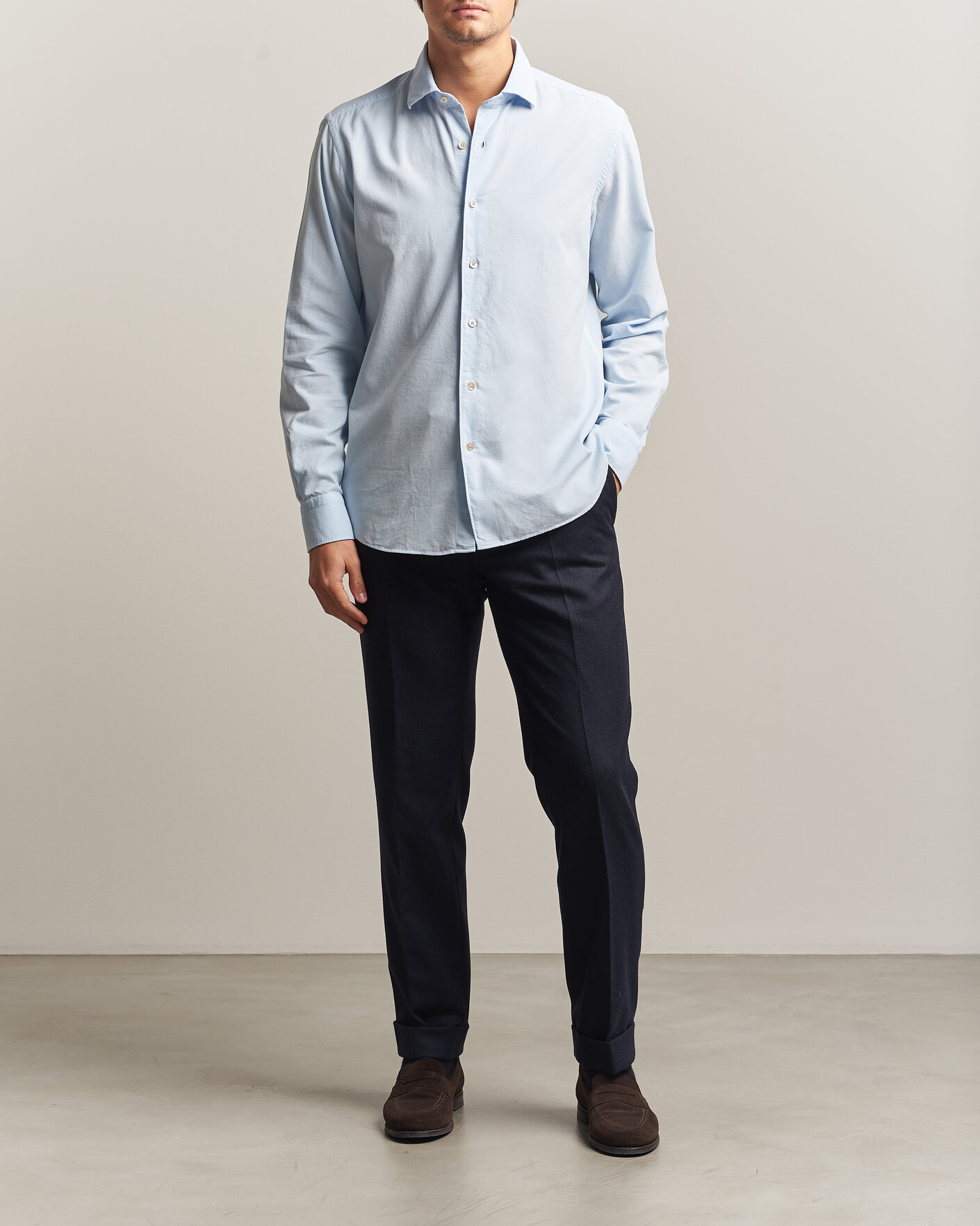 Homme | Chemises | Grigio | Corduroy Shirt Light Blue