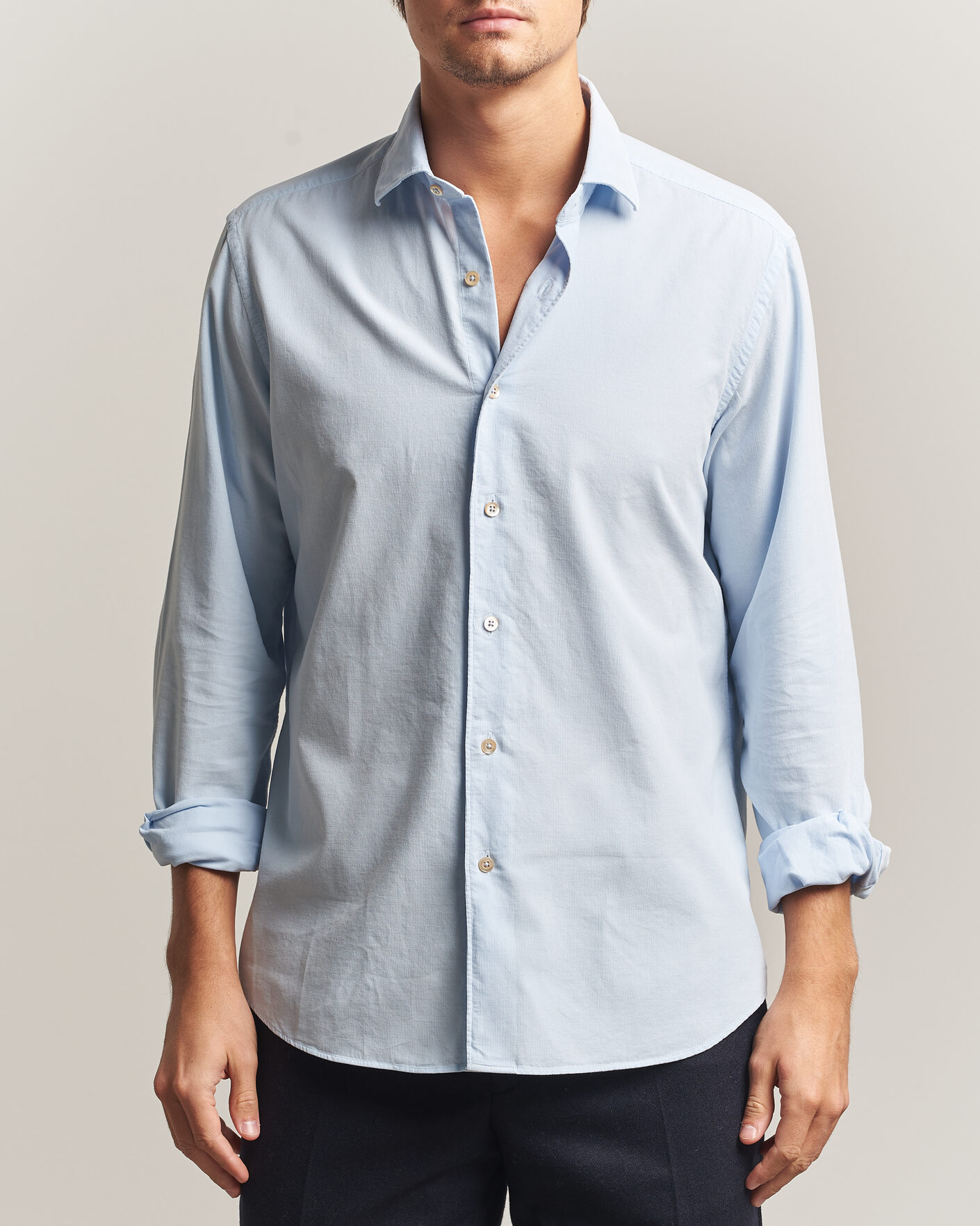 Homme | Chemises | Grigio | Corduroy Shirt Light Blue