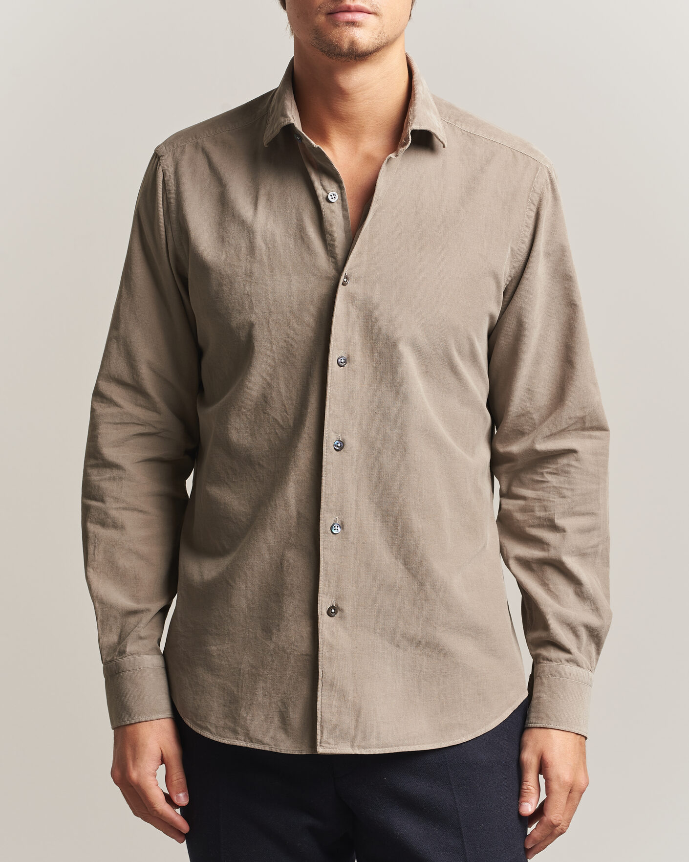 Homme | Chemises | Grigio | Corduroy Shirt Beige