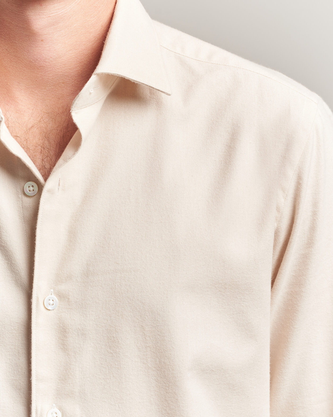 Homme | Chemises | Grigio | Washed Flannel Shirt Off White