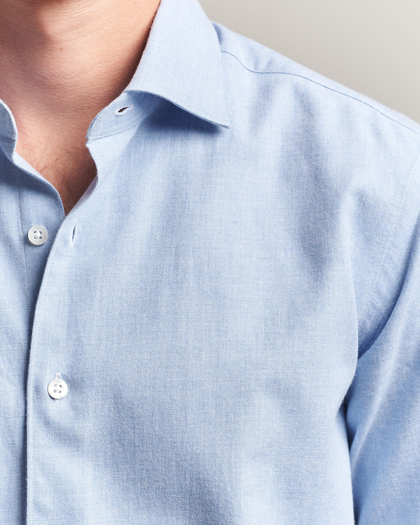 Homme | Chemises | Grigio | Washed Flannel Shirt Light Blue
