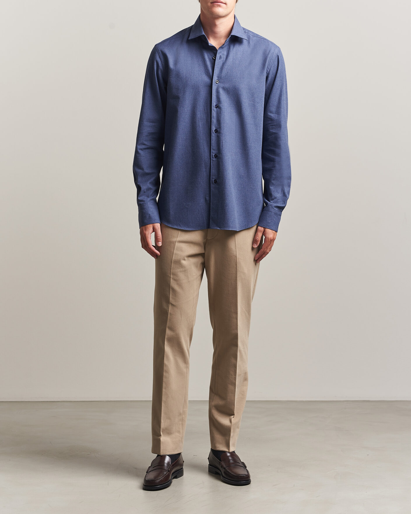 Homme | Chemises | Grigio | Washed Flannel Shirt Navy