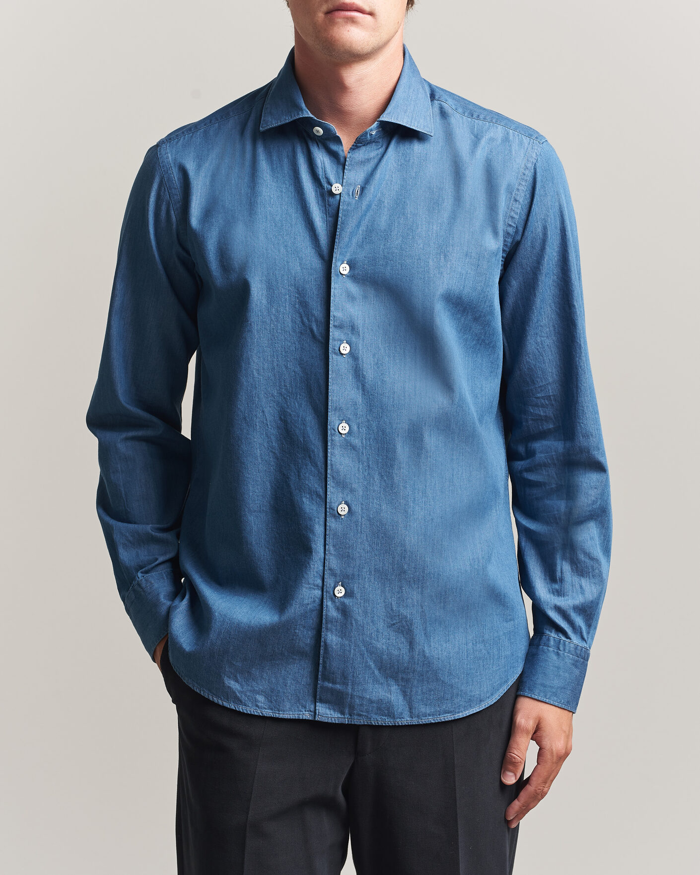 Homme | Chemises | Grigio | Denim Shirt Light Blue
