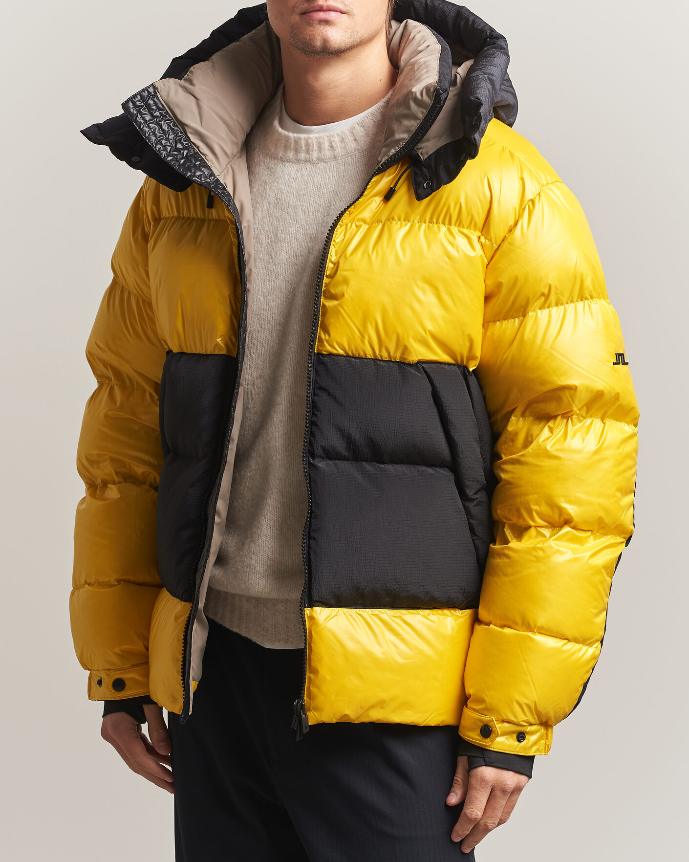 Homme | Manteaux Et Vestes | J.Lindeberg | Creek Block Hooded Down Jacket Bumblebee