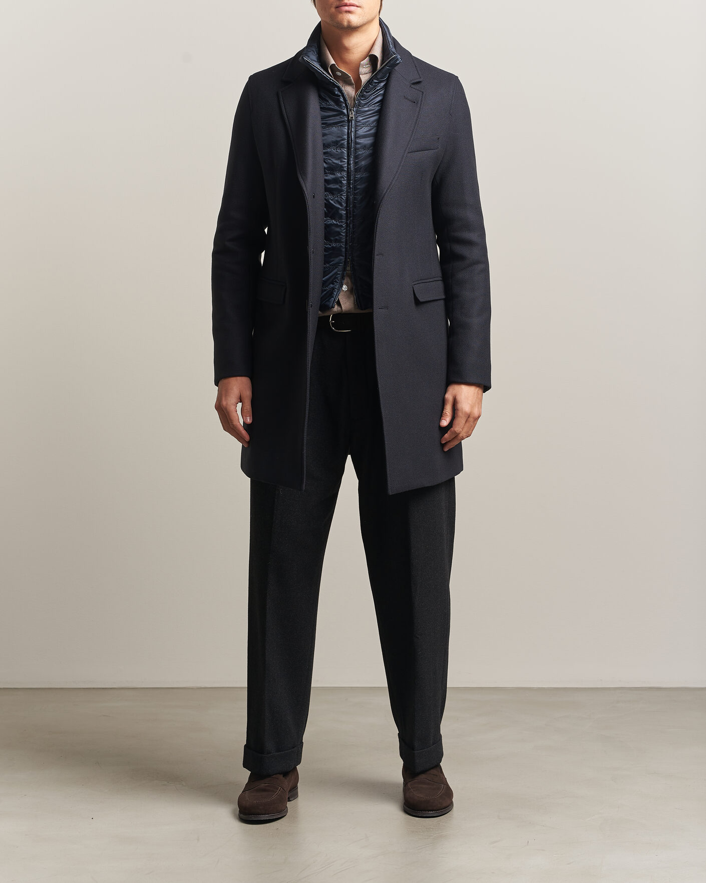 Homme | Manteaux Et Vestes | Herno | Wool Zip Coat Navy