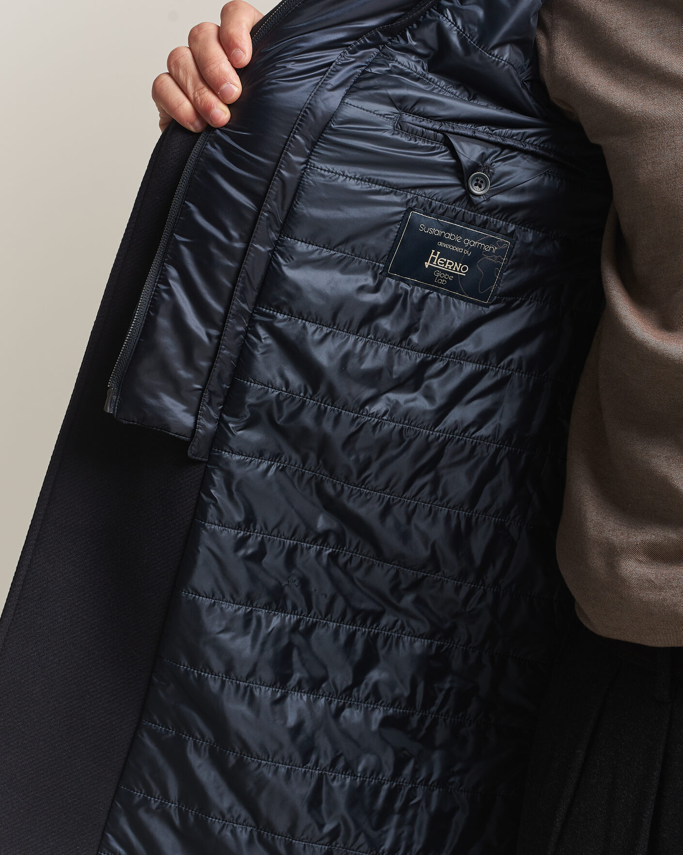 Homme | Manteaux Et Vestes | Herno | Wool Zip Coat Navy
