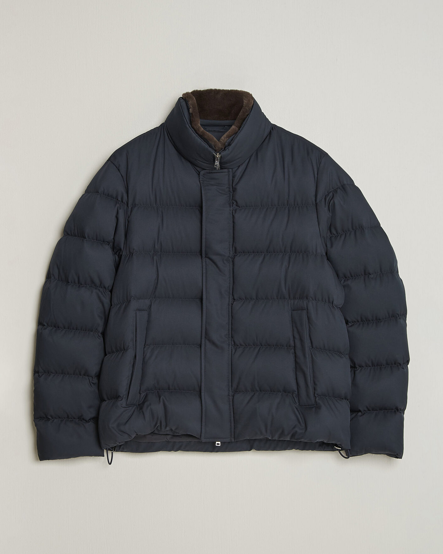 Homme | Manteaux Et Vestes | Herno | Faux Fur Down Jacket Navy