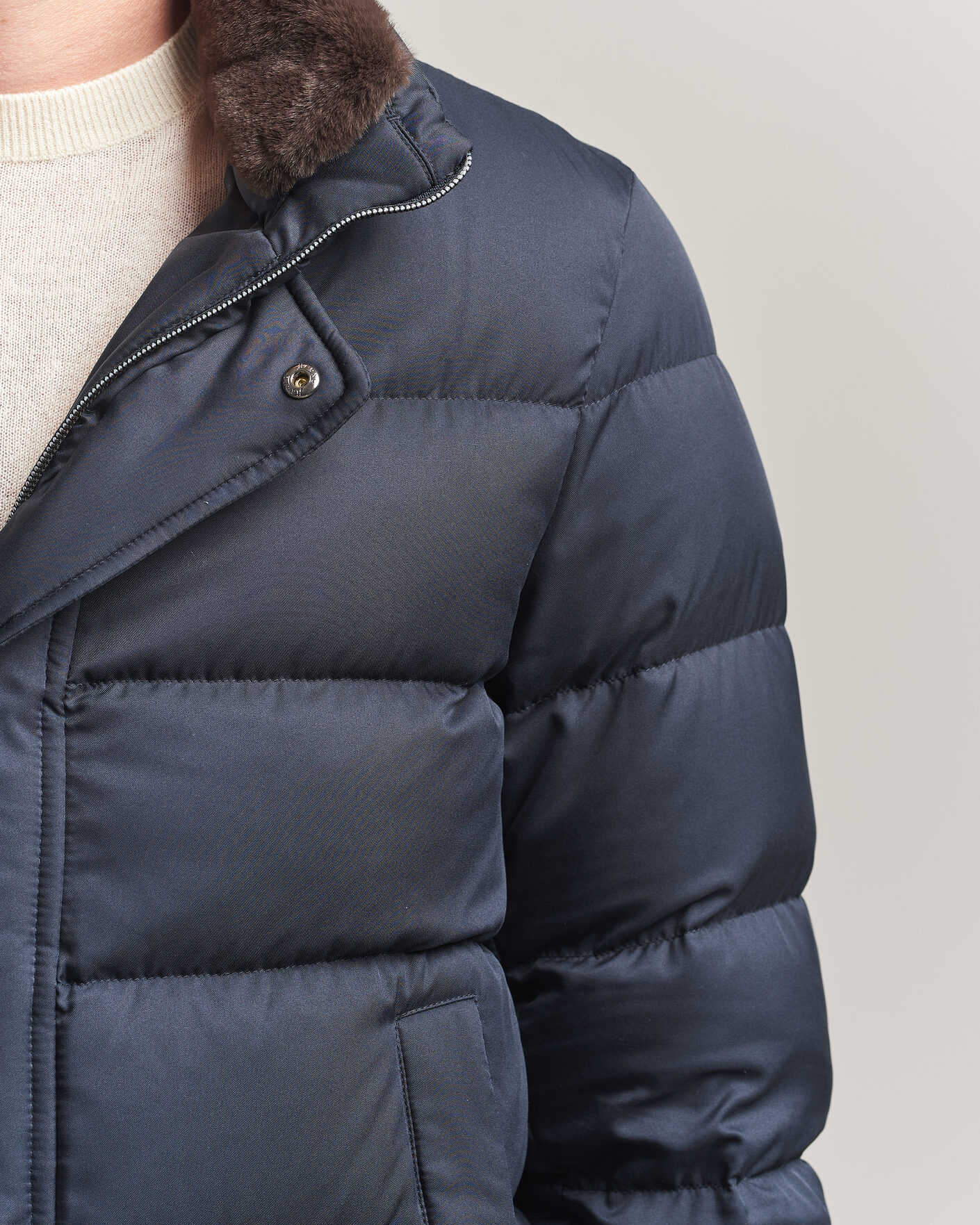 Homme | Manteaux Et Vestes | Herno | Faux Fur Down Jacket Navy