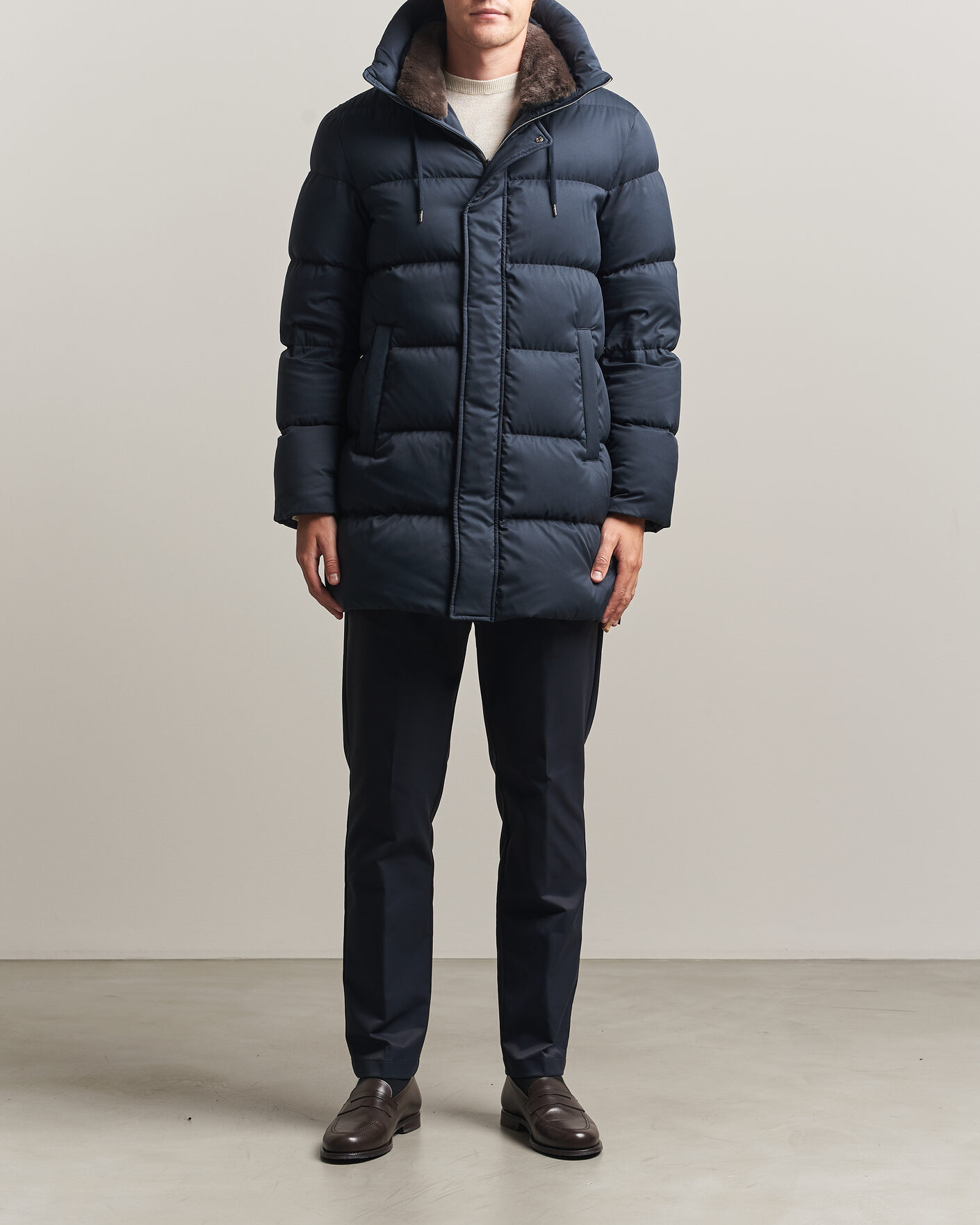 Homme | Manteaux Et Vestes | Herno | Faux Fur Down Parka Navy