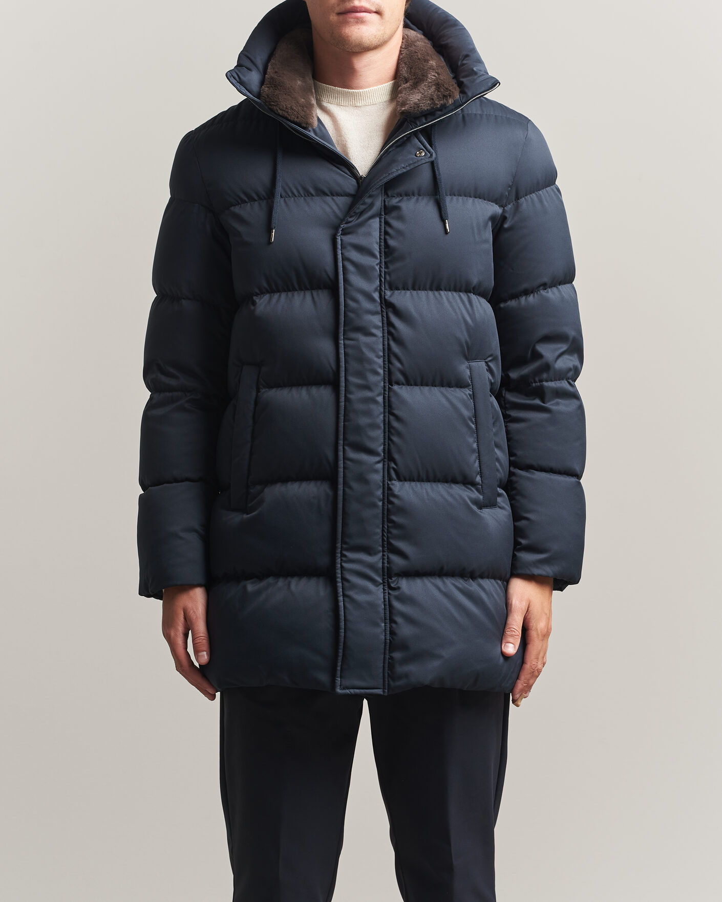 Homme | Manteaux Et Vestes | Herno | Faux Fur Down Parka Navy