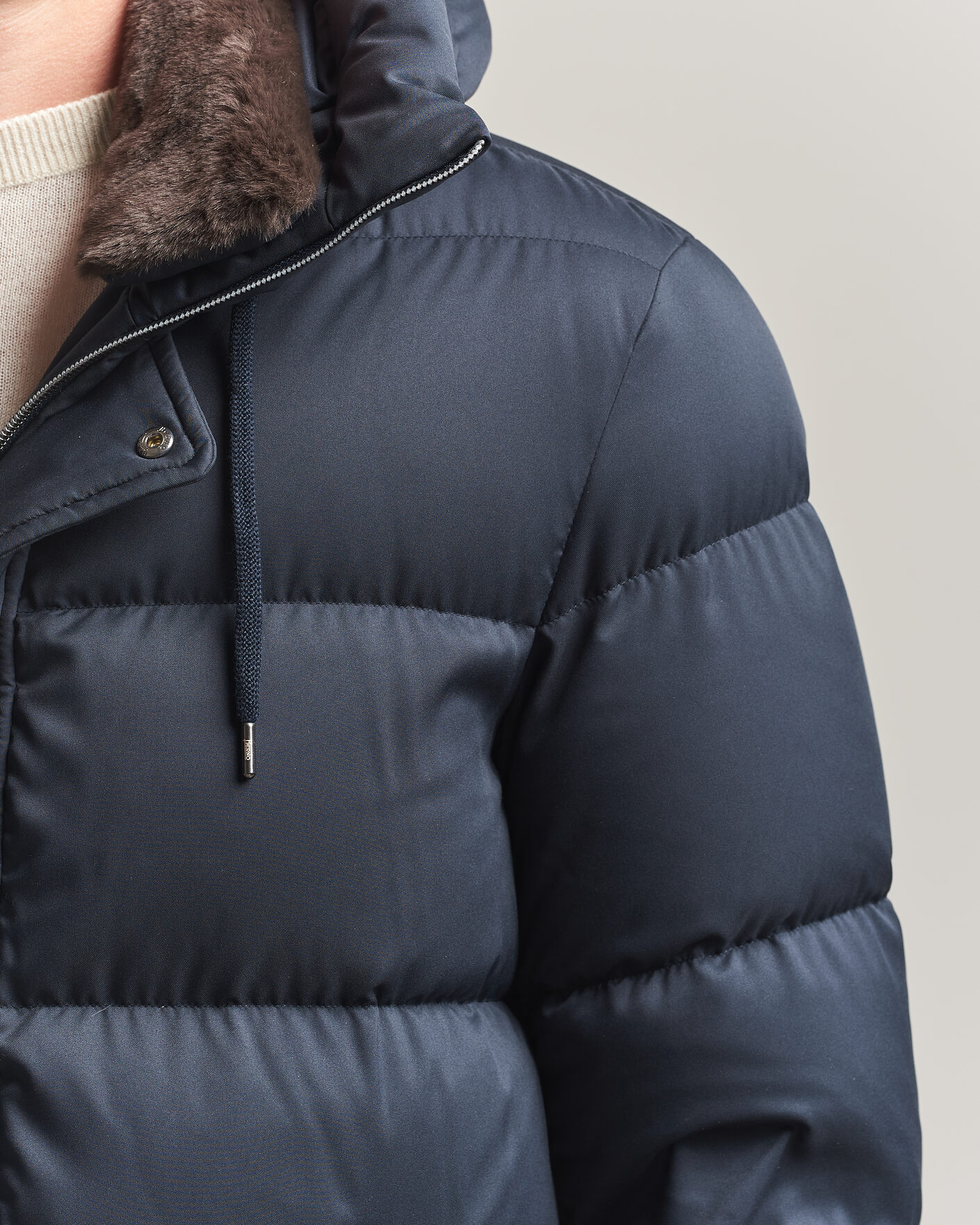 Homme | Manteaux Et Vestes | Herno | Faux Fur Down Parka Navy