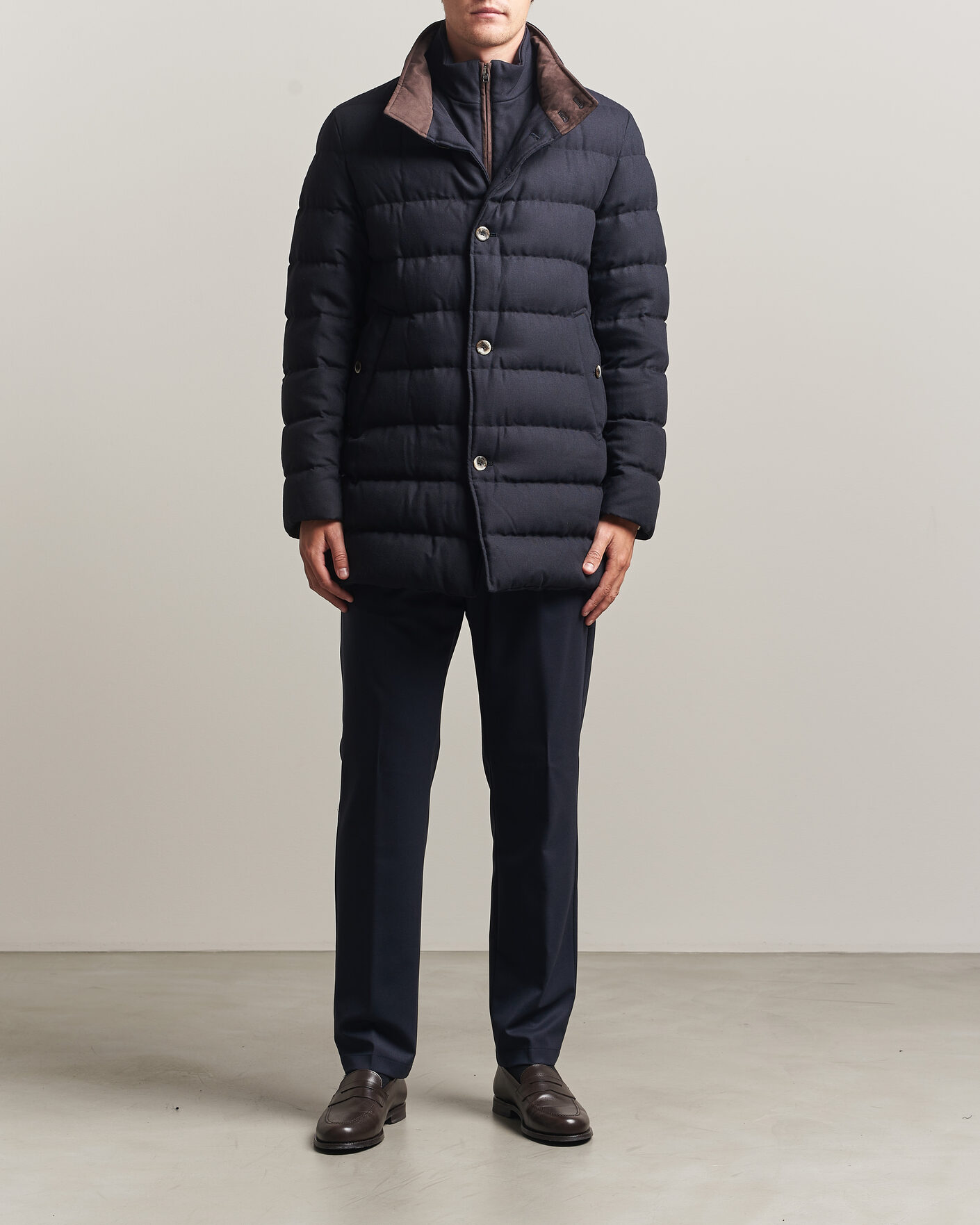 Homme | Manteaux Et Vestes | Herno | Flannel Down Coat Navy