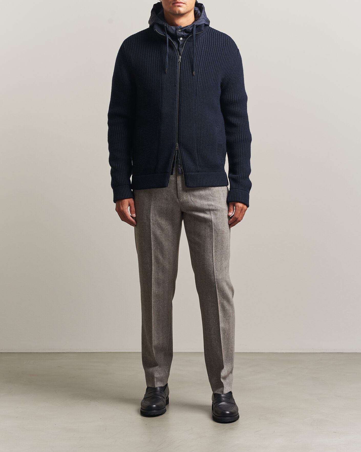 Homme | Pulls Et Tricots | Herno | Full Zip Knit Cardigan Navy