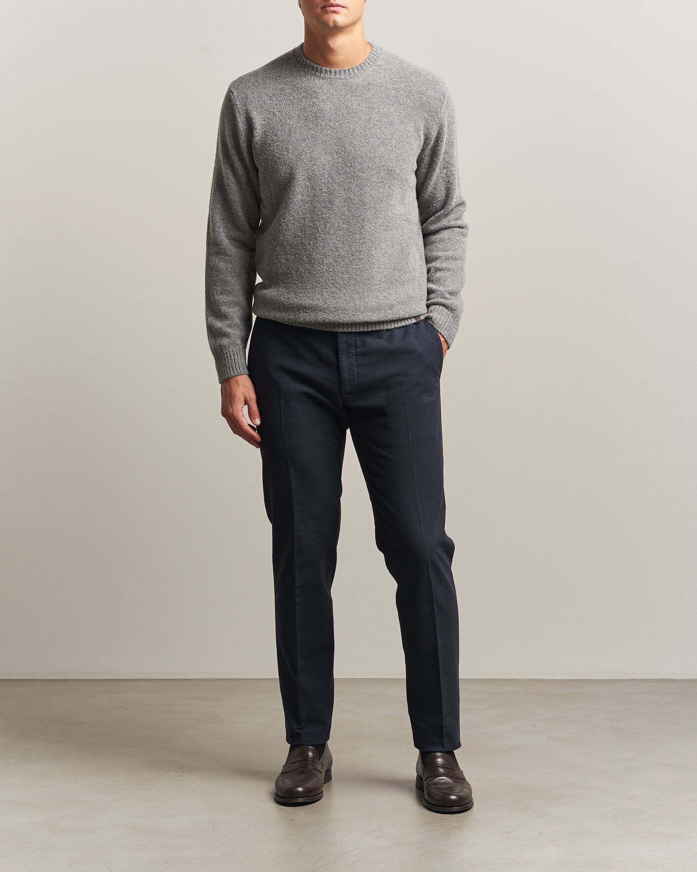 Homme | Pantalons | Incotex | Slim Fit Soft Cotton Stretch Chinos Navy
