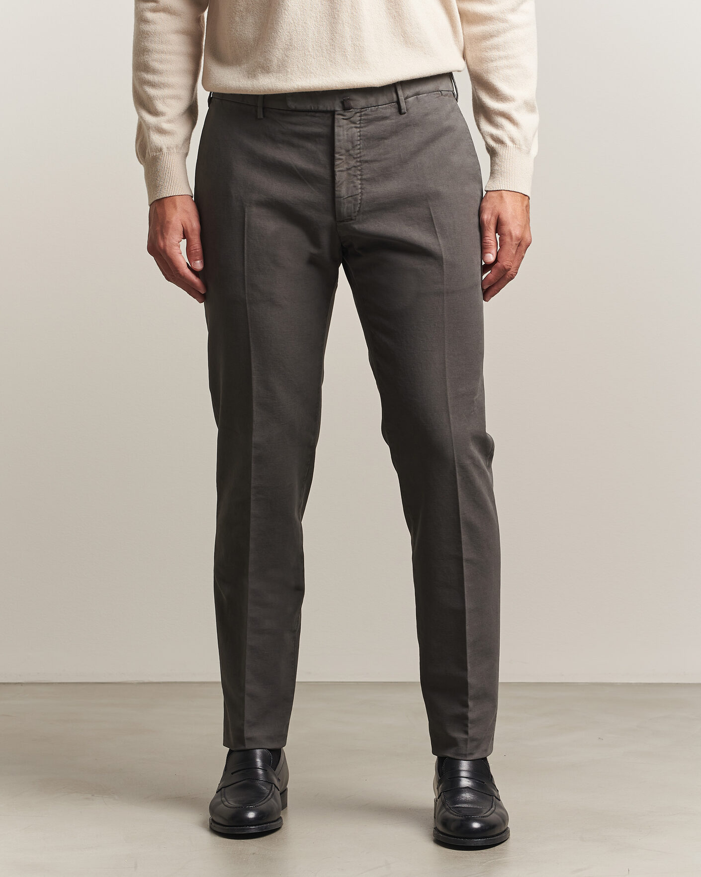 Homme | Pantalons | Incotex | Slim Fit Soft Cotton Stretch Chinos Dark Grey