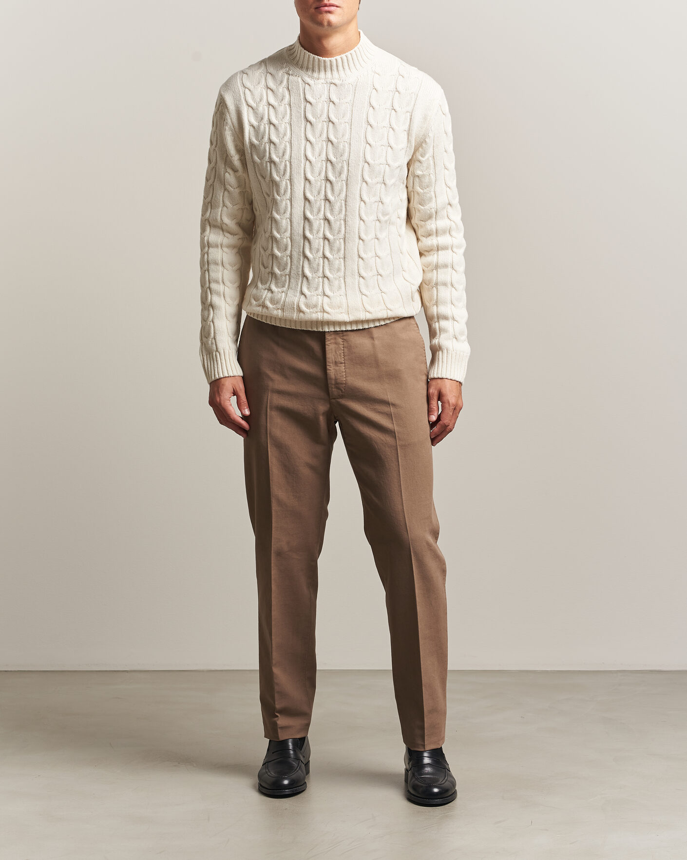 Homme | Pantalons | Incotex | Regular Fit Soft Cotton Stretch Chinos Taupe