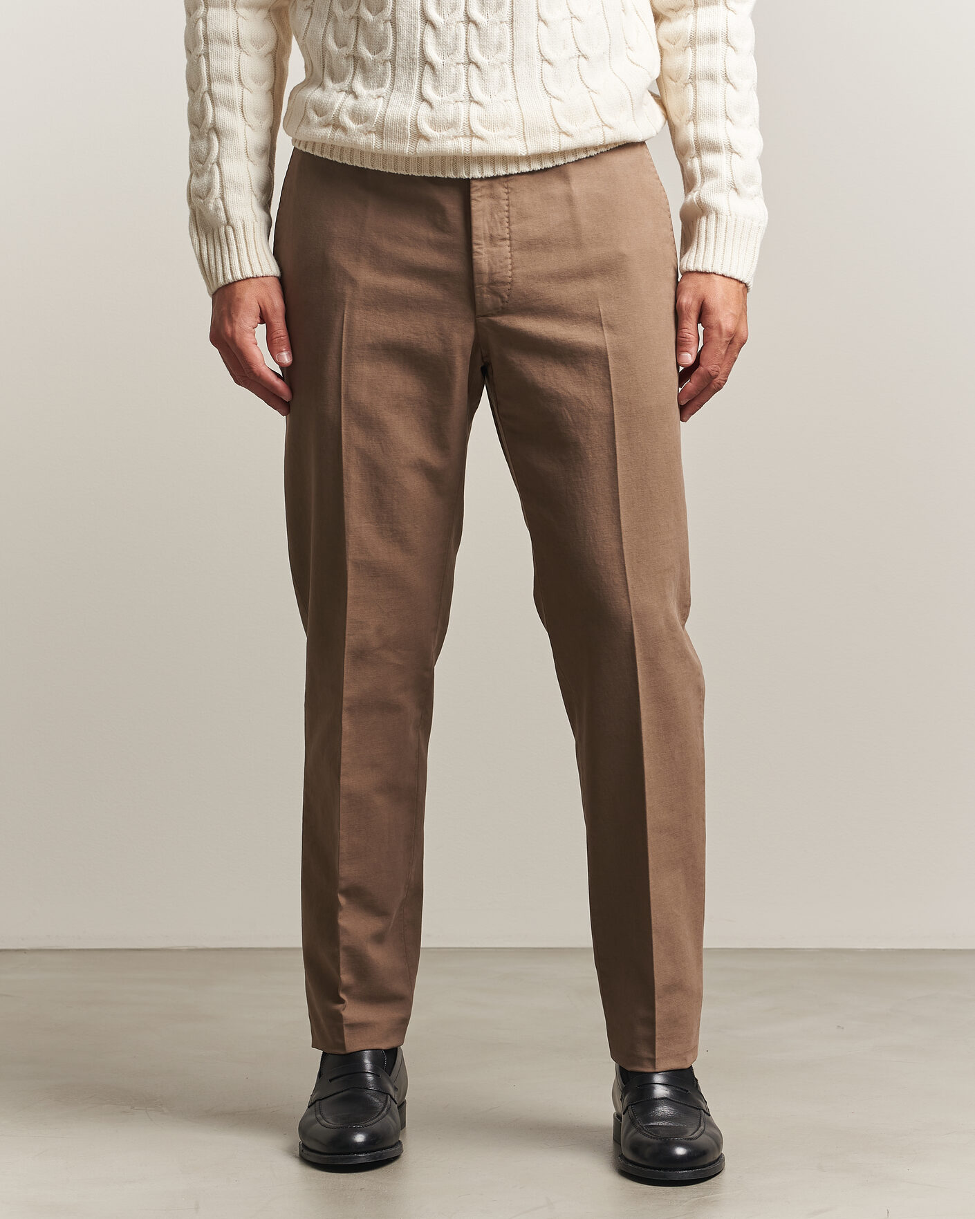 Homme | Pantalons | Incotex | Regular Fit Soft Cotton Stretch Chinos Taupe