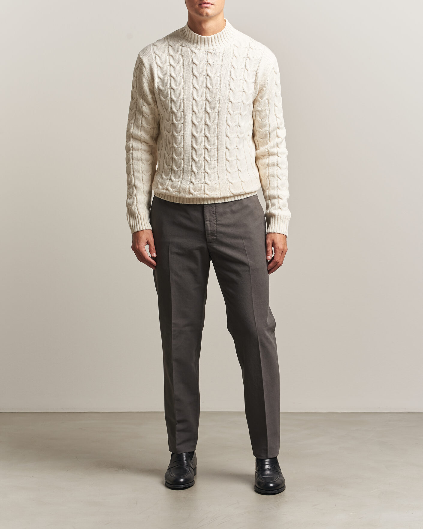 Homme | Pantalons | Incotex | Regular Fit Soft Cotton Stretch Chinos Dark Grey
