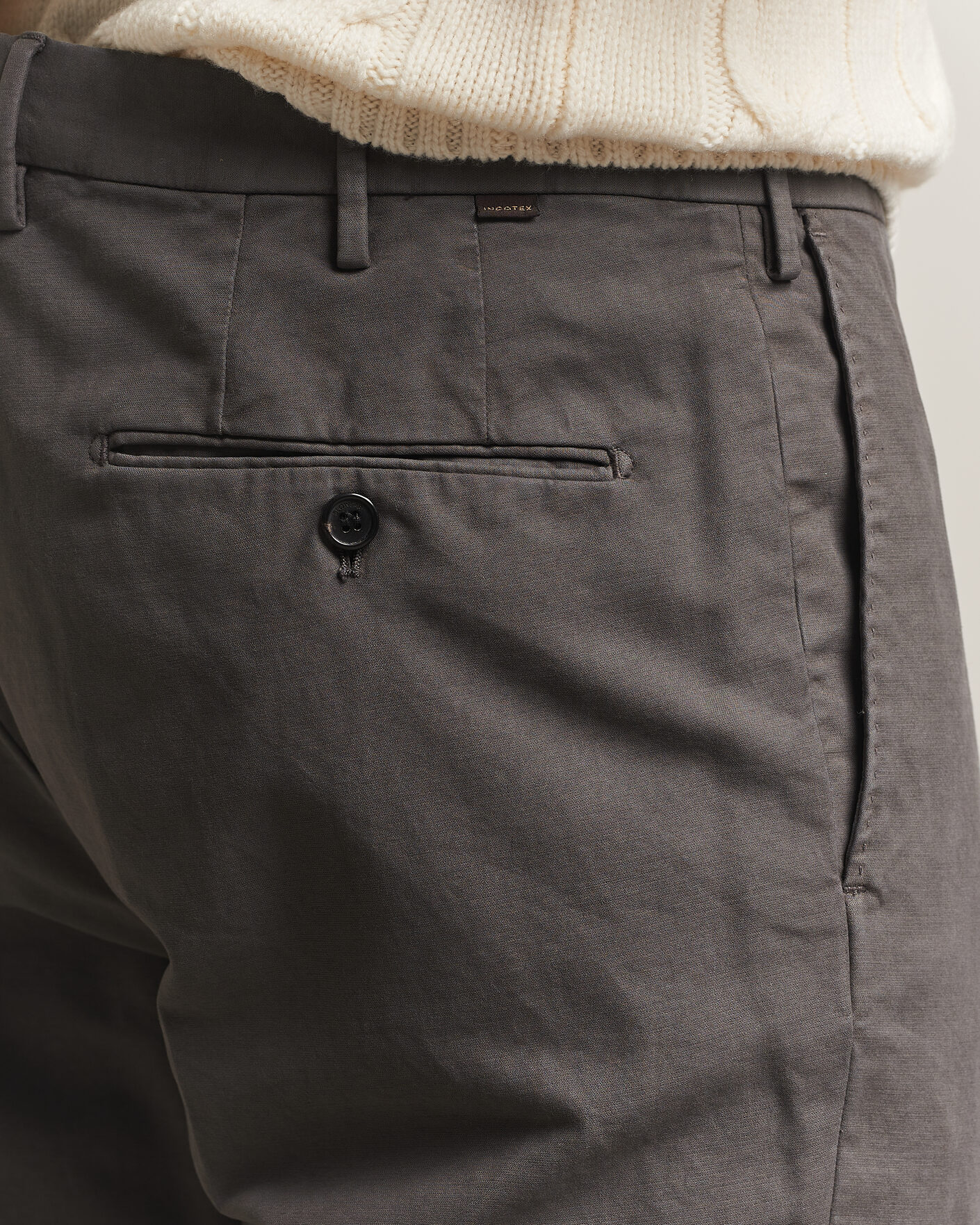 Homme | Pantalons | Incotex | Regular Fit Soft Cotton Stretch Chinos Dark Grey