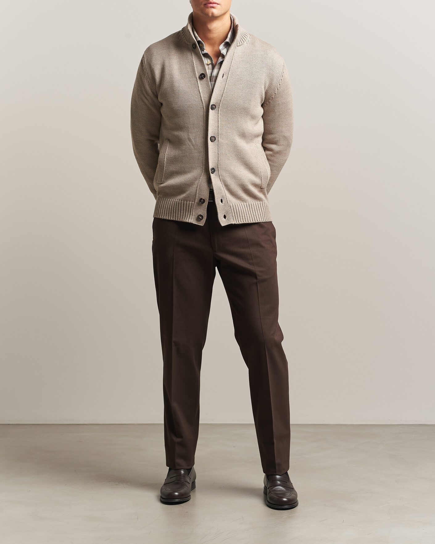 Homme | Pantalons | Incotex | Regular Fit Cotton/Cashmere Trousers Military