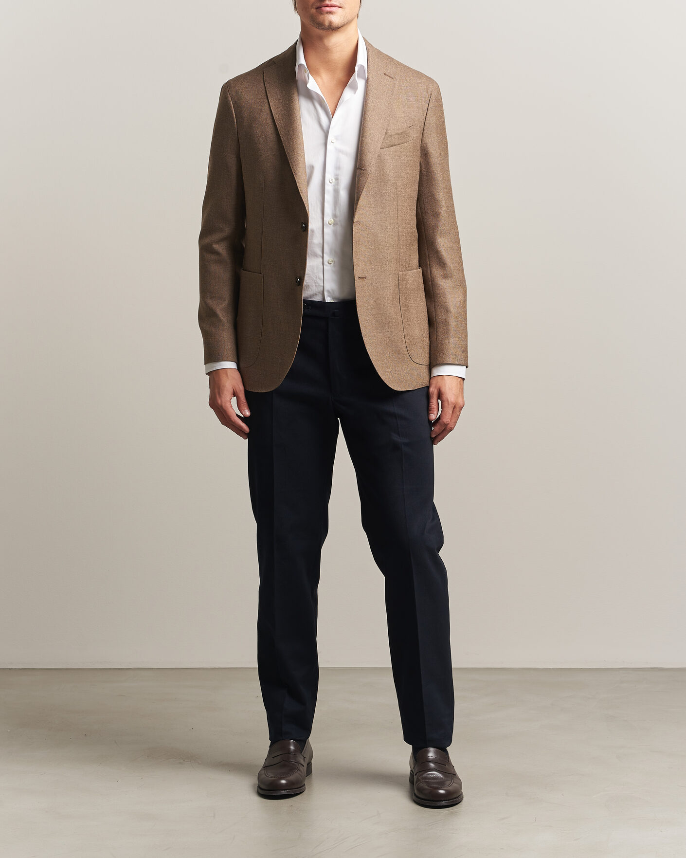 Homme | Pantalons | Incotex | Regular Fit Cotton/Cashmere Trousers Navy