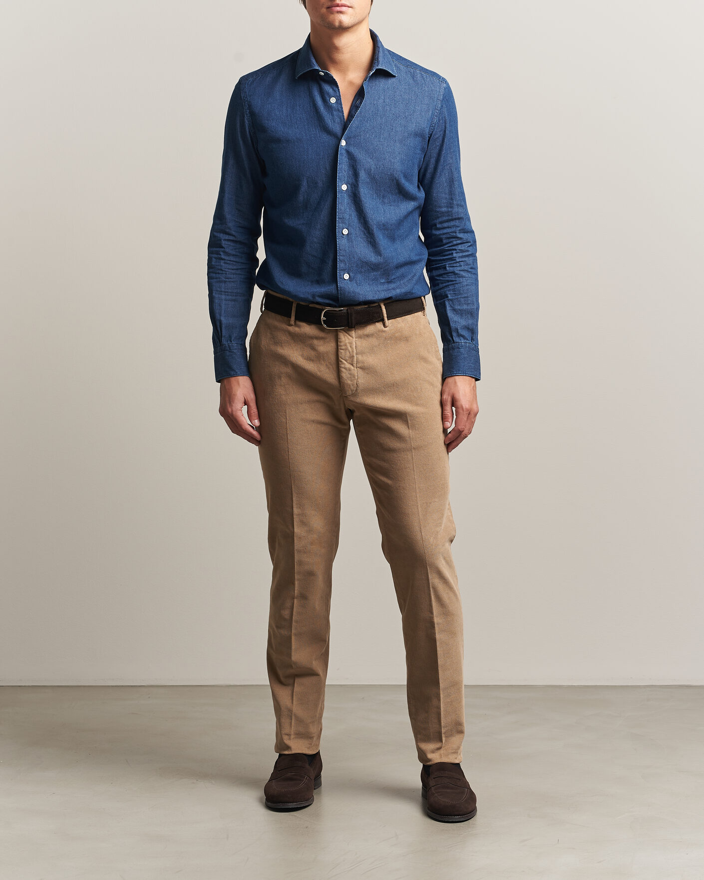 Homme | Pantalons | Incotex | Slim Fit Baby Corduroy Trousers Beige
