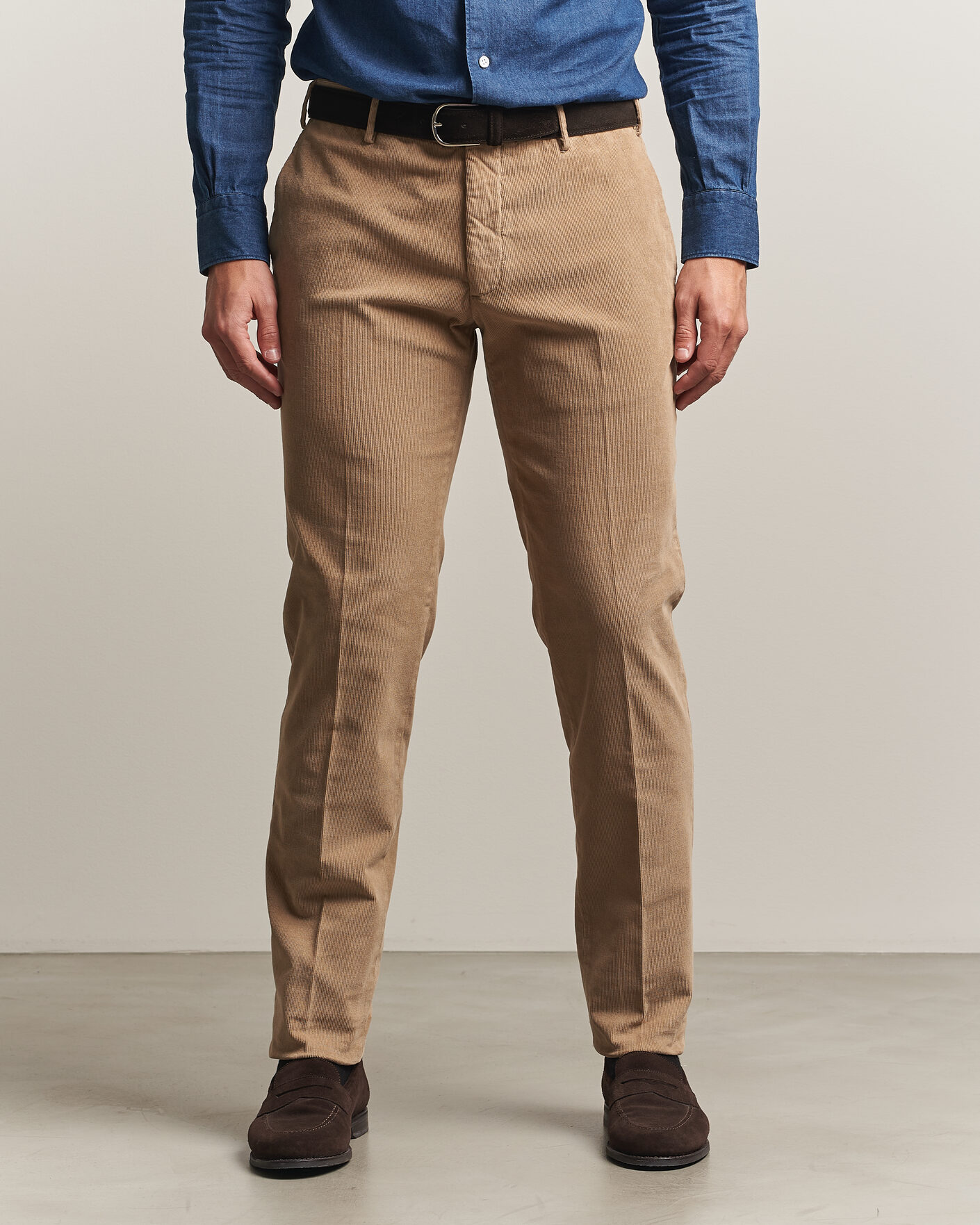 Homme | Pantalons | Incotex | Slim Fit Baby Corduroy Trousers Beige