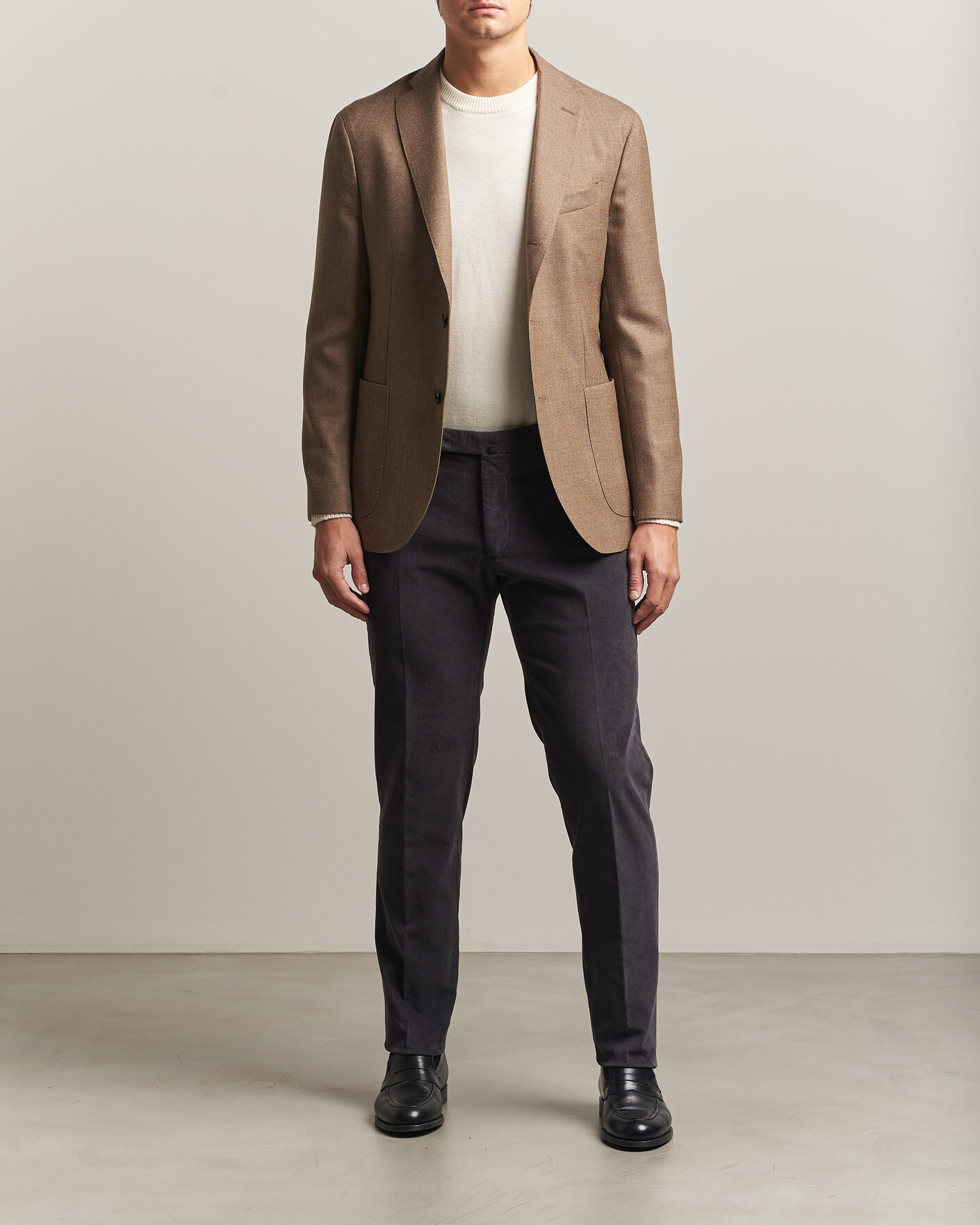 Homme | Pantalons | Incotex | Slim Fit Baby Corduroy Trousers Dark Grey
