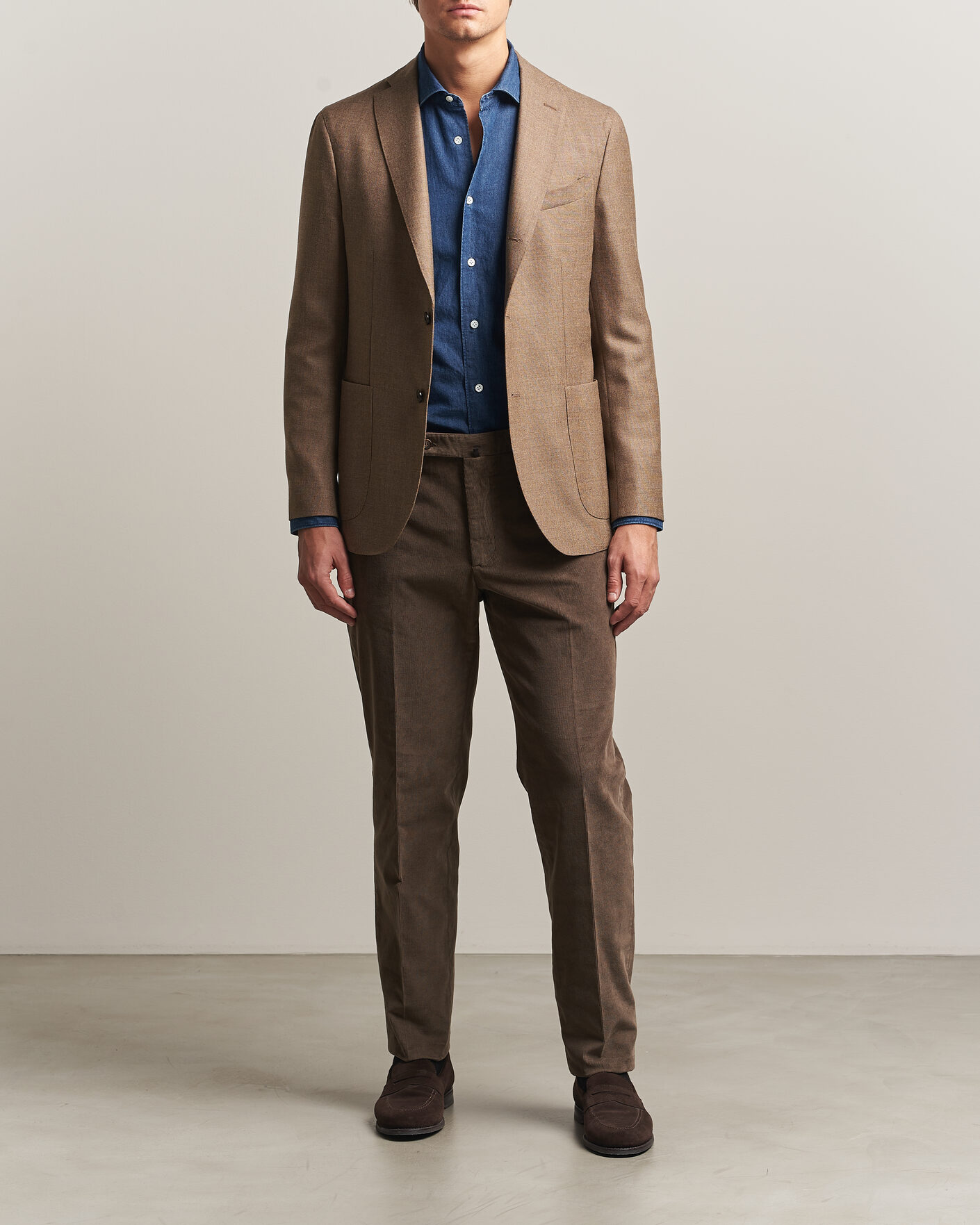 Homme | Pantalons | Incotex | Regular Fit Baby Corduroy Trousers Taupe