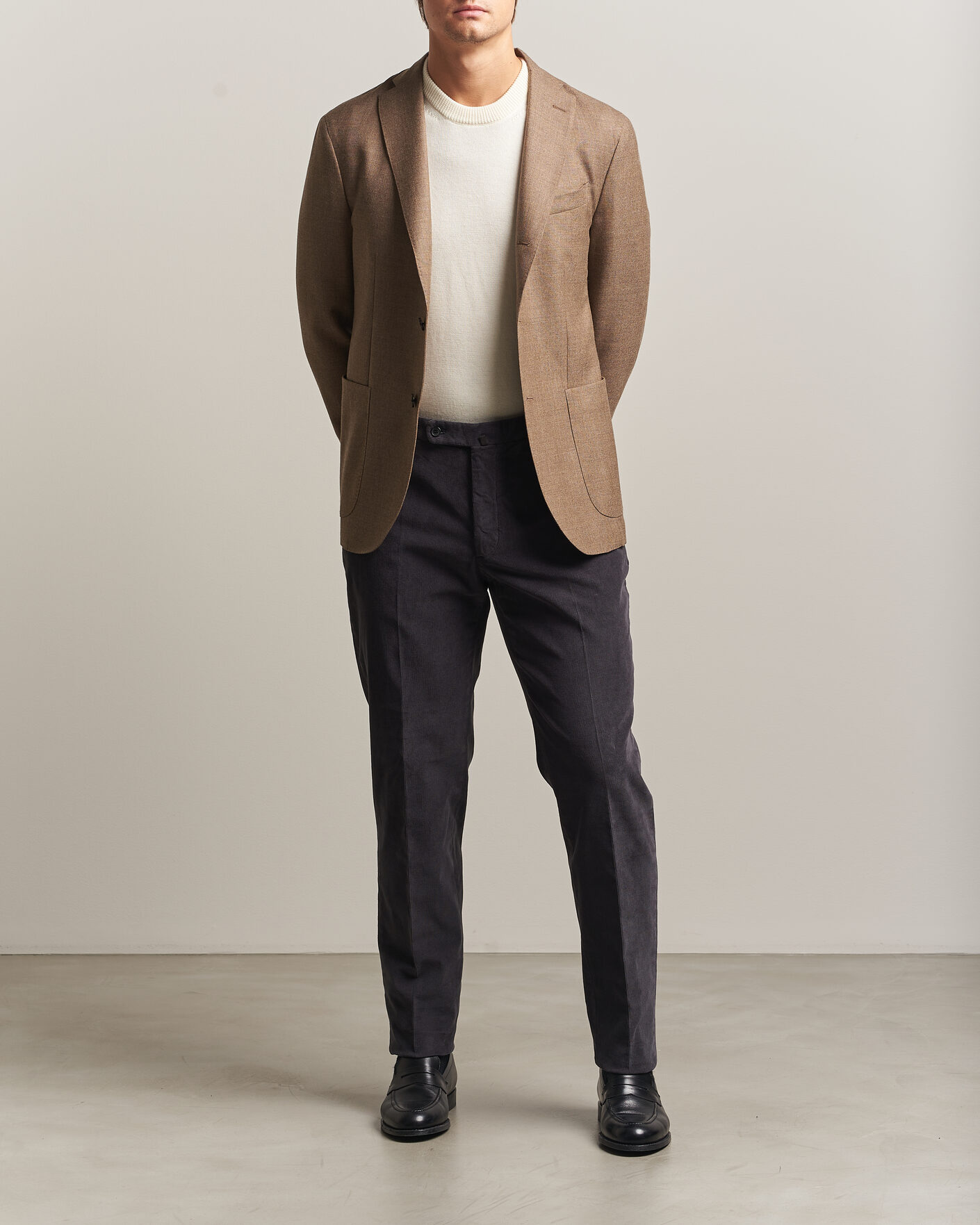 Homme | Pantalons | Incotex | Regular Fit Baby Corduroy Trousers Dark Grey