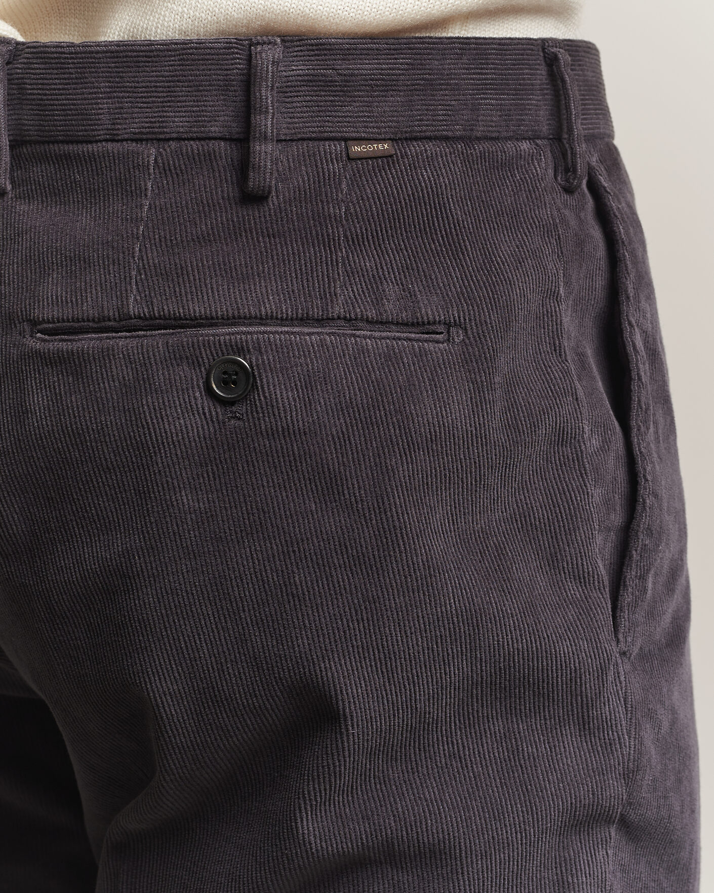 Homme | Pantalons | Incotex | Regular Fit Baby Corduroy Trousers Dark Grey