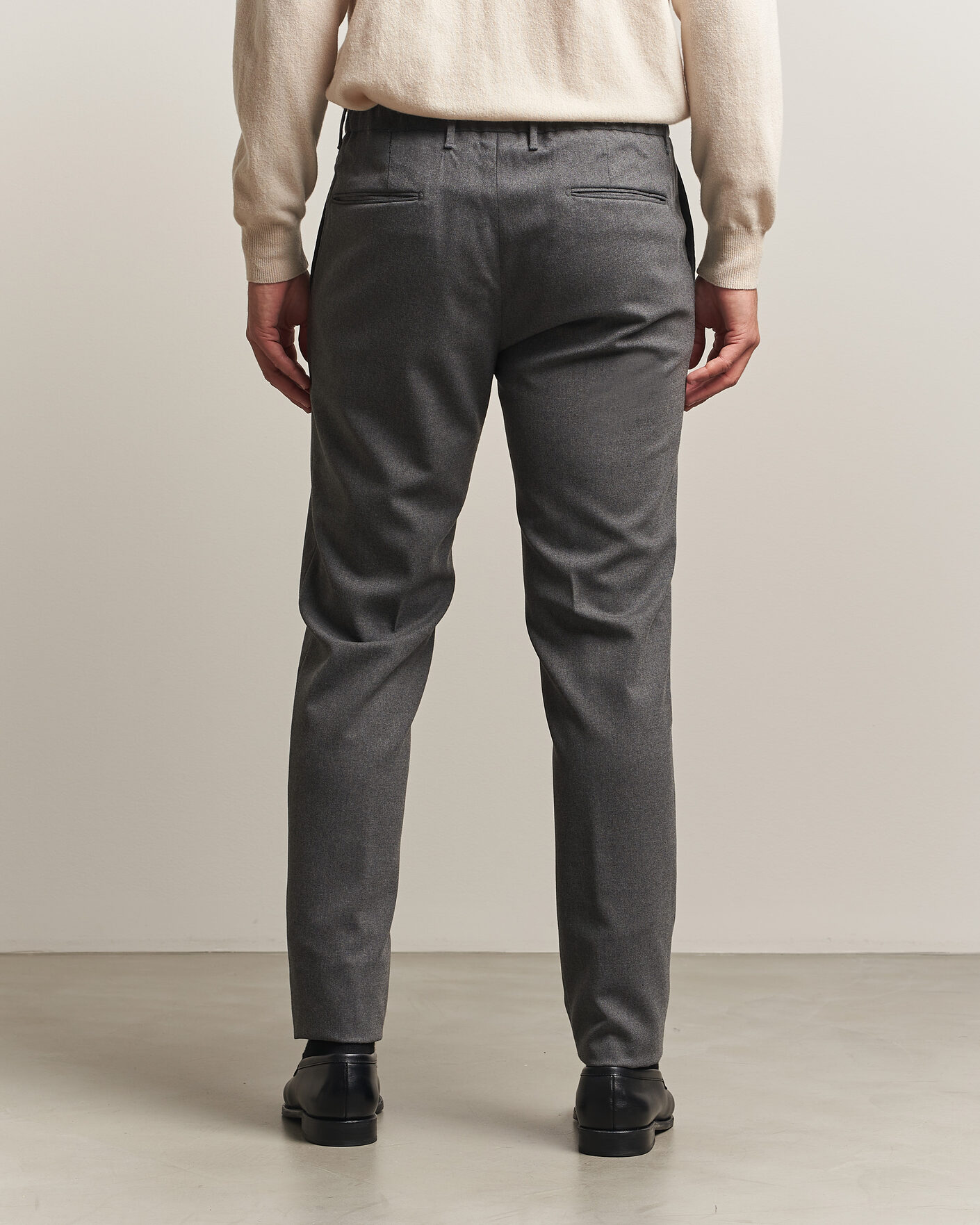 Homme | Pantalons | Incotex | Slim Fit Washable Flannel Trousers Grey Melange