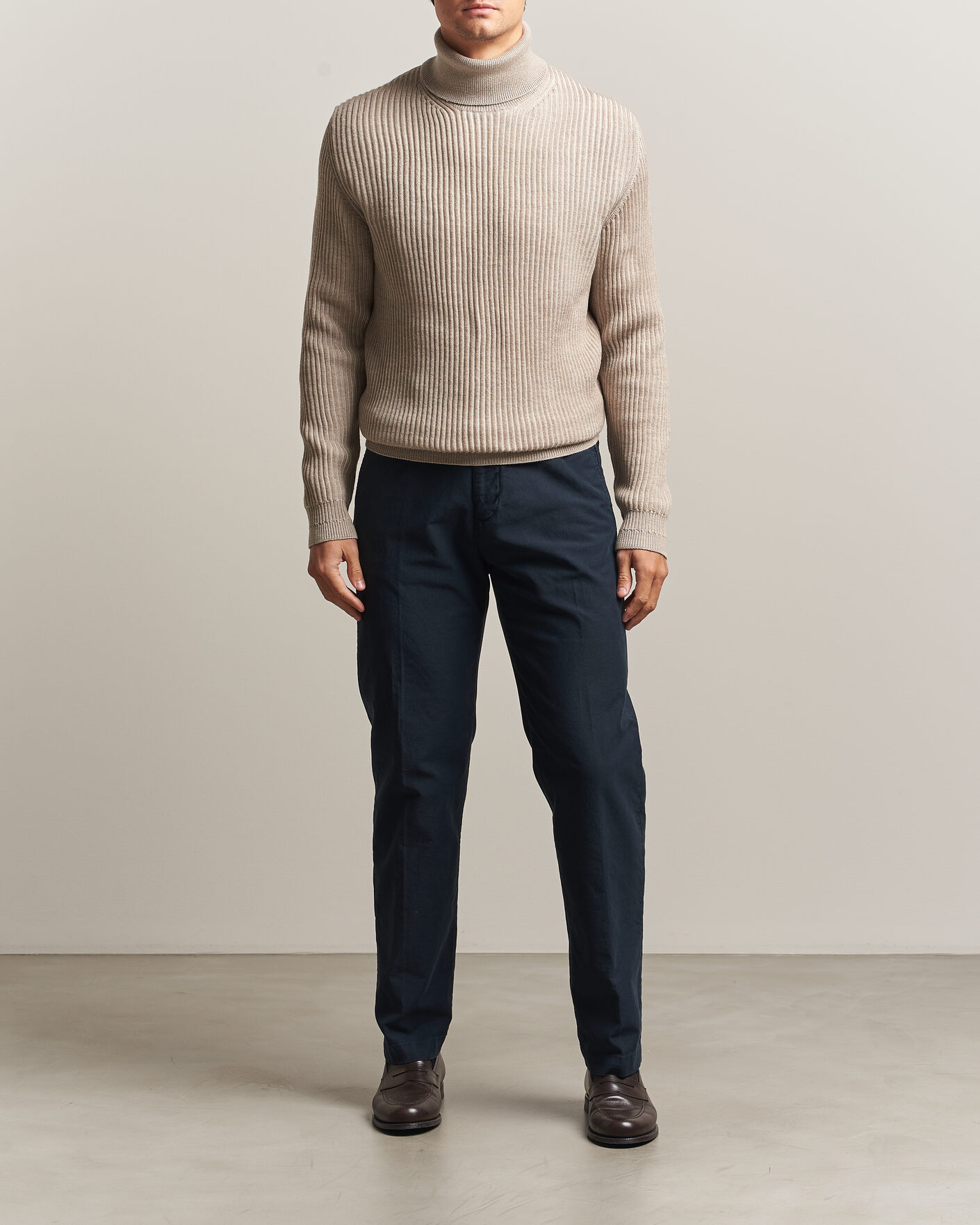 Homme | Pantalons | Incotex | Regular Fit Garment Dyed Slacks Navy
