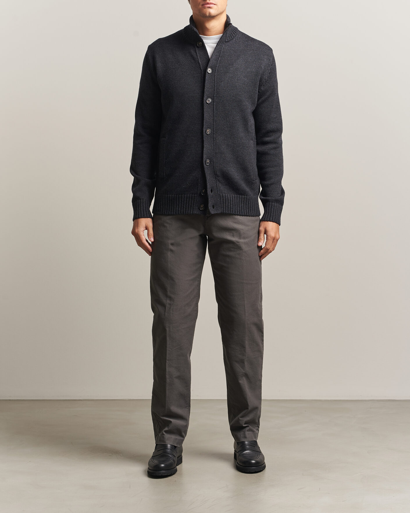 Homme | Pantalons | Incotex | Regular Fit Garment Dyed Slacks Dark Grey