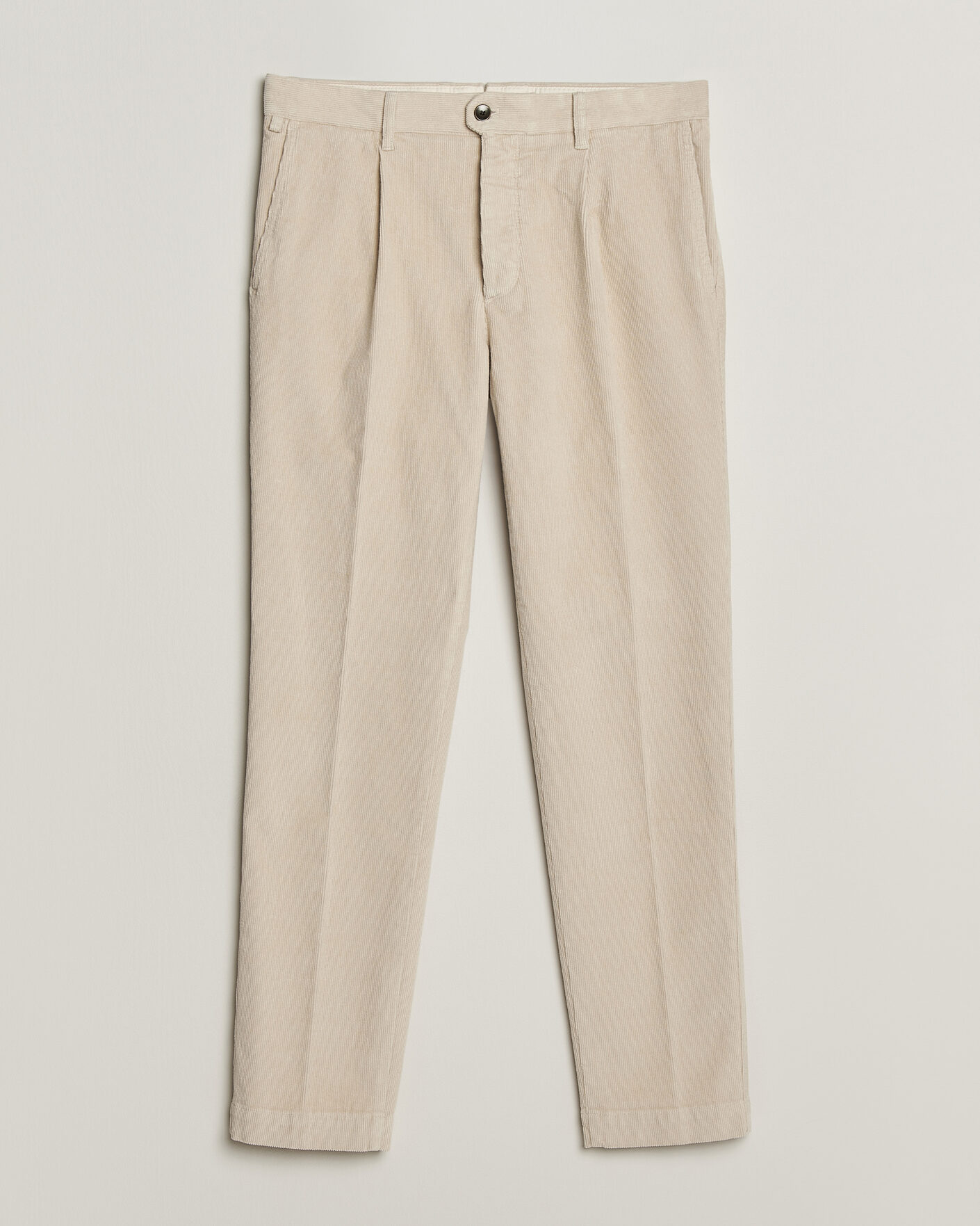 Homme | Pantalons | Incotex | Regular Fit Washed Corduroy Slacks Off White