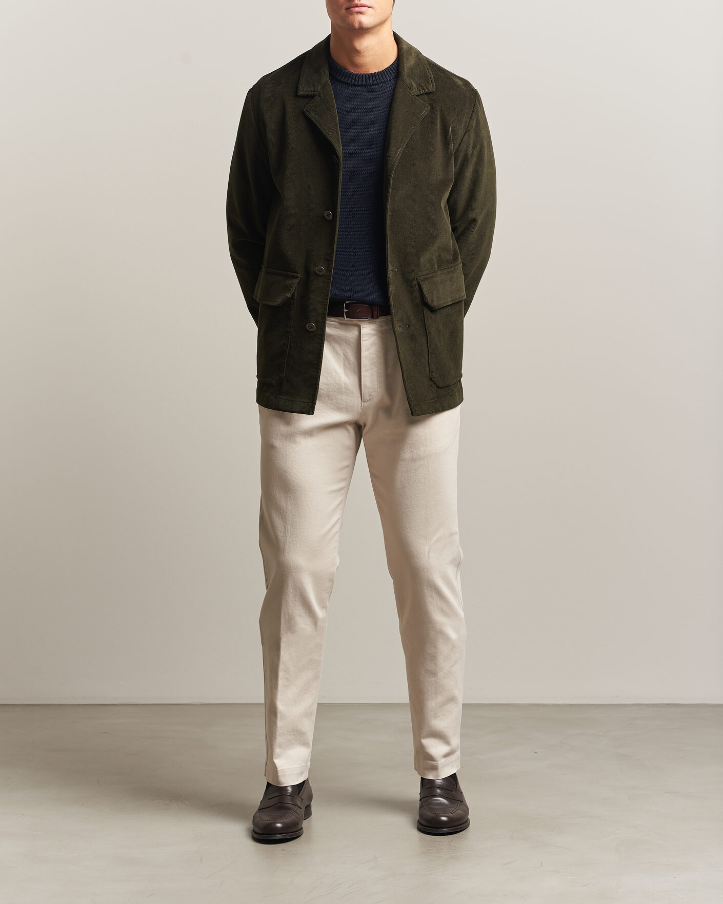 Homme | Blazers | Incotex | Corduroy Sports Jacket Forest Green