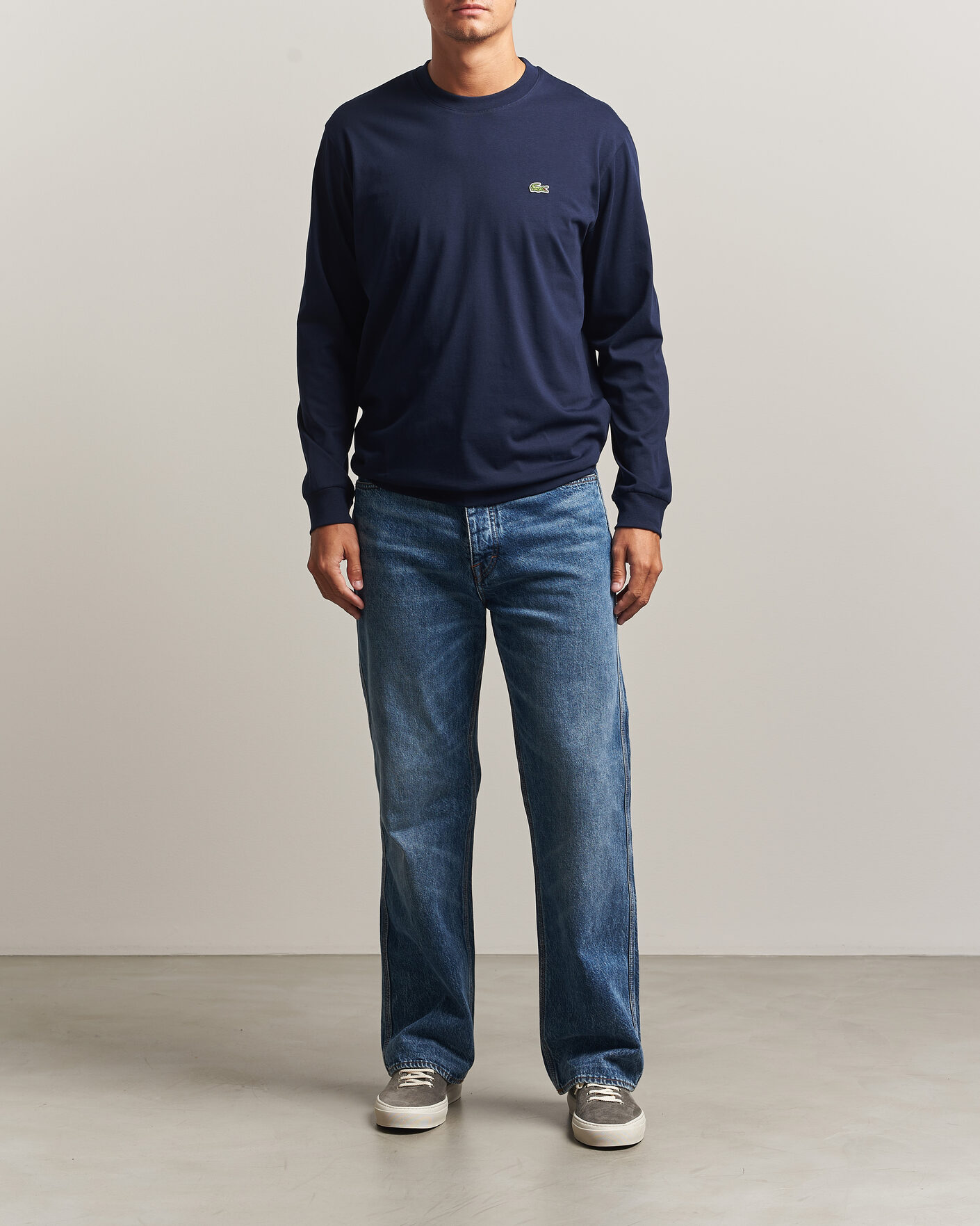 Homme | T-shirts | Lacoste | Crew Neck Long Sleeve T-Shirt Navy Blue