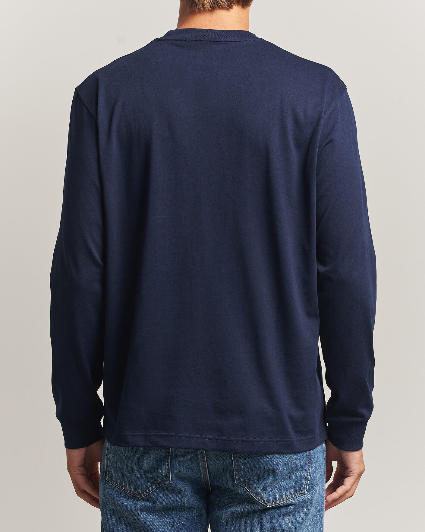 Homme | T-shirts | Lacoste | Crew Neck Long Sleeve T-Shirt Navy Blue